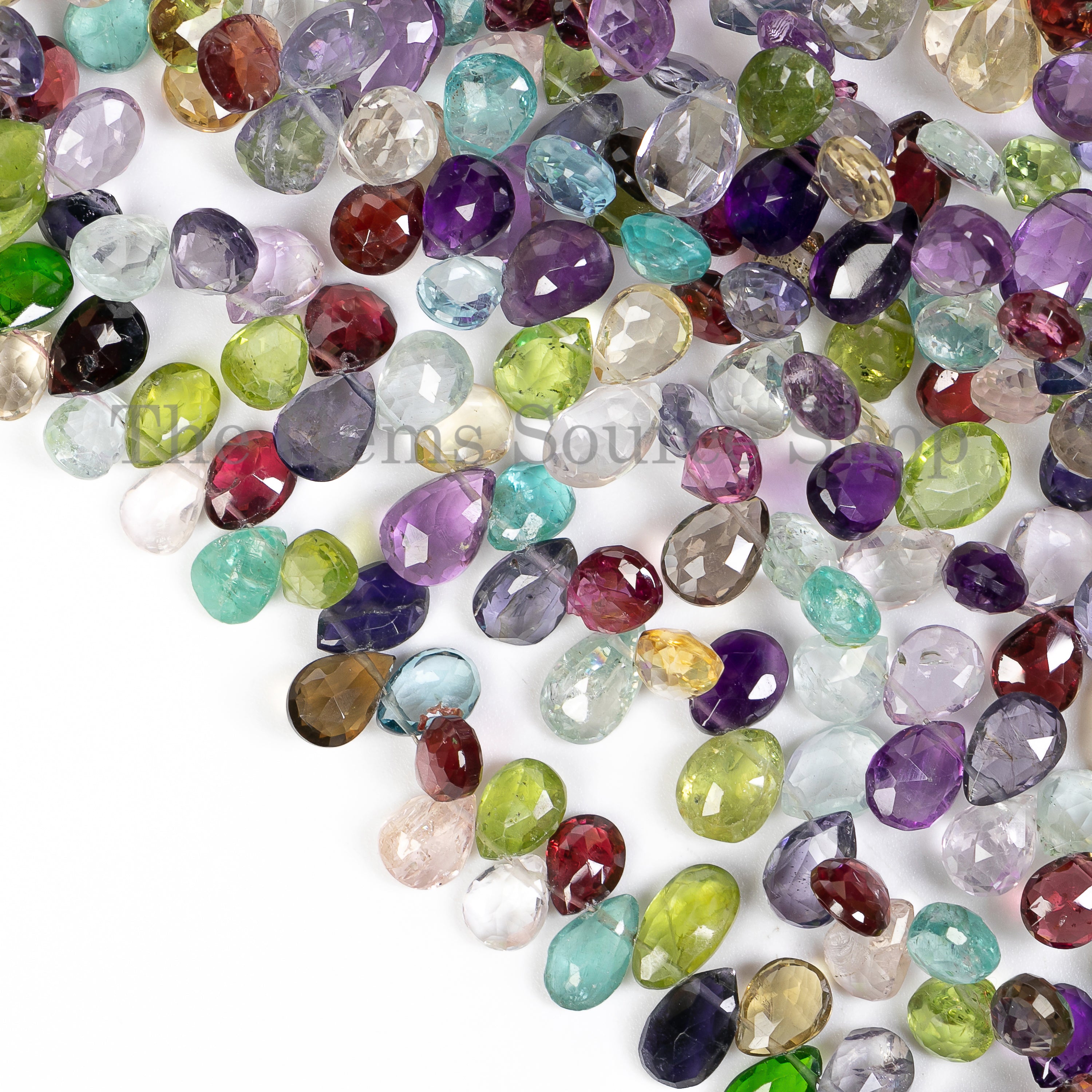 multi Gemstone Faceted Pears Shape Jewelry Making Beads TGS-4897