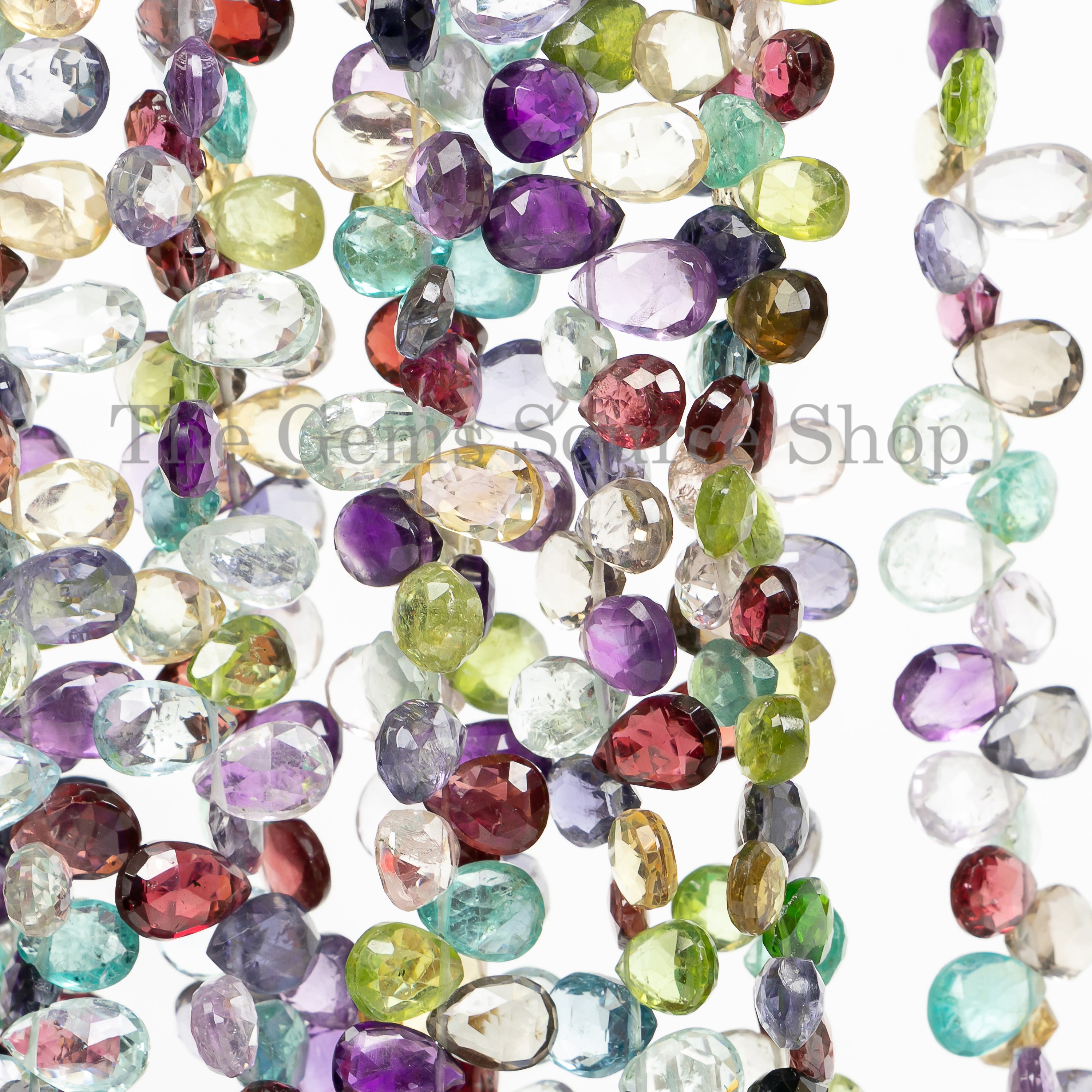 multi Gemstone Faceted Pears Shape Jewelry Making Beads TGS-4897