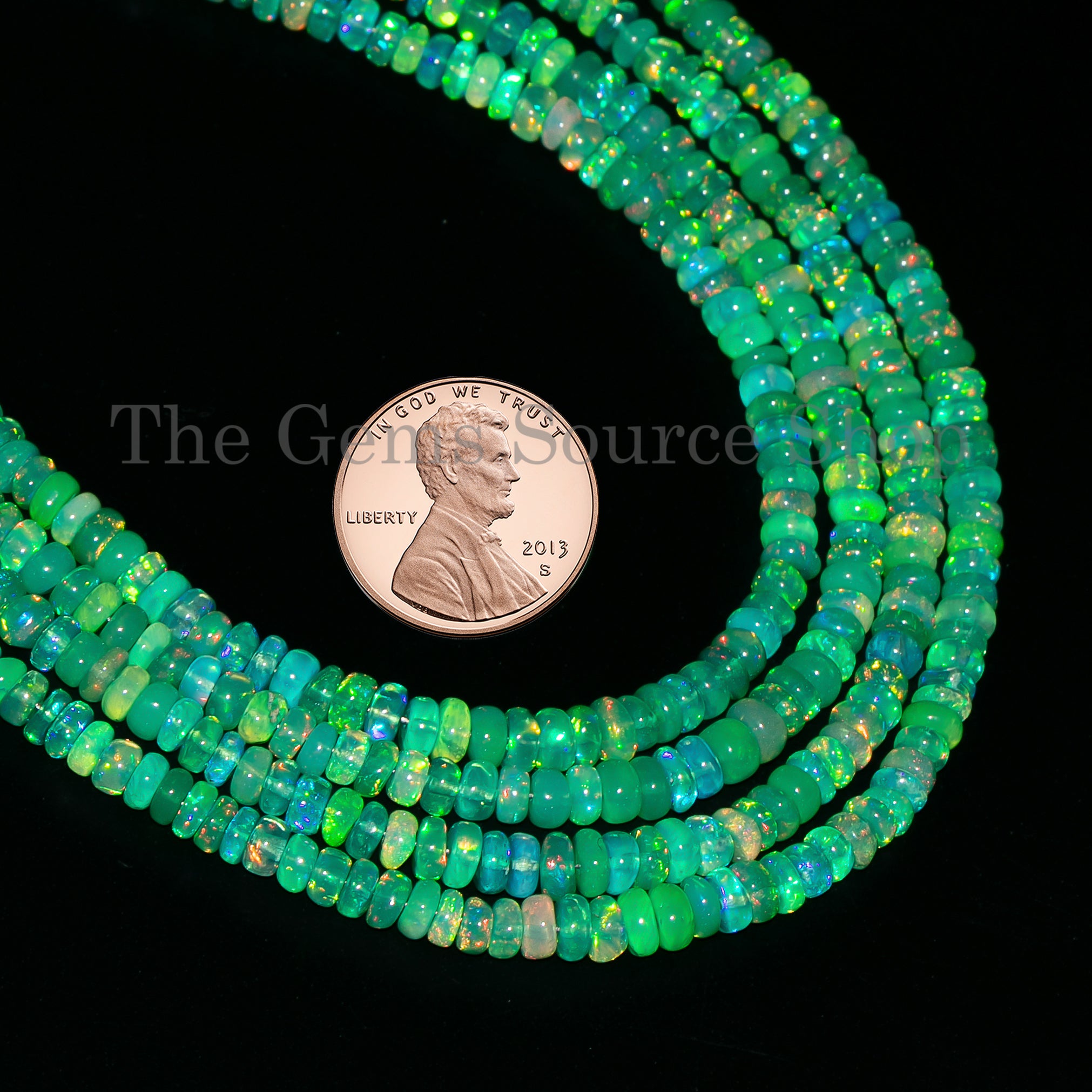 Light green Ethiopian Opal Plain Rondelle Beads TGS-4802