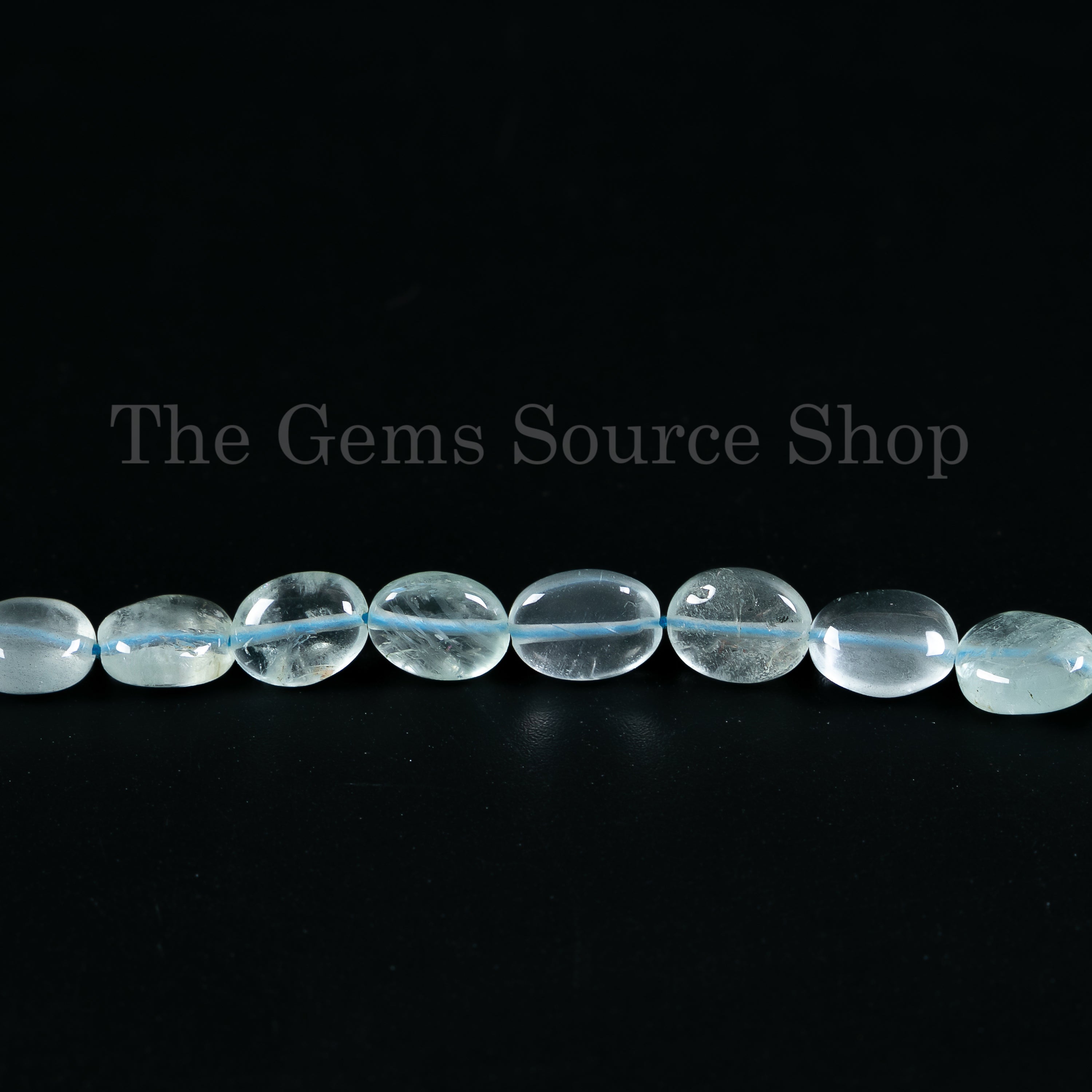 Aquamarine plain oval Shape Gemstone Beads TGS-4856