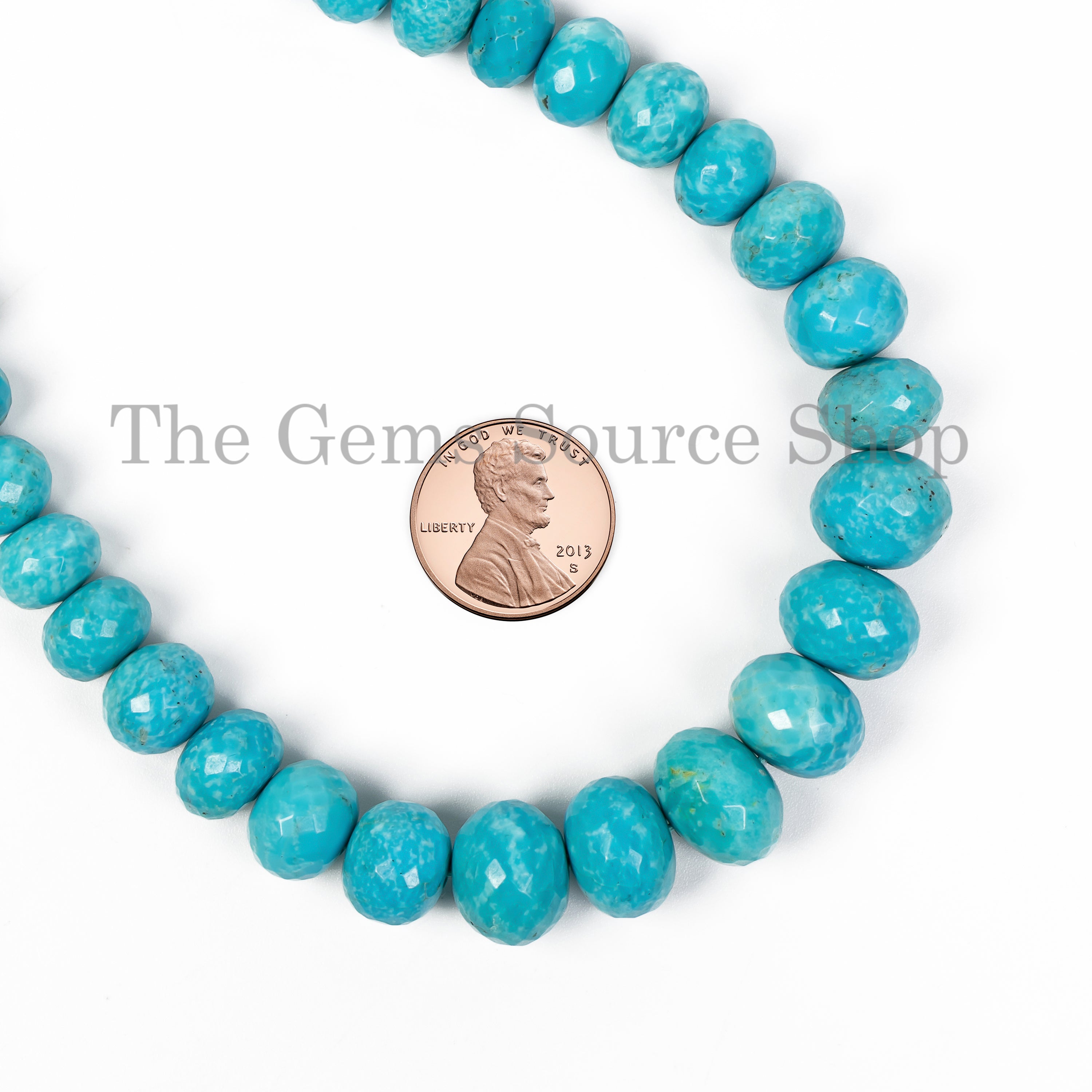 6-9mm Turquoise Faceted Rondelle Shape Natural Beaded Necklace TGS-1832
