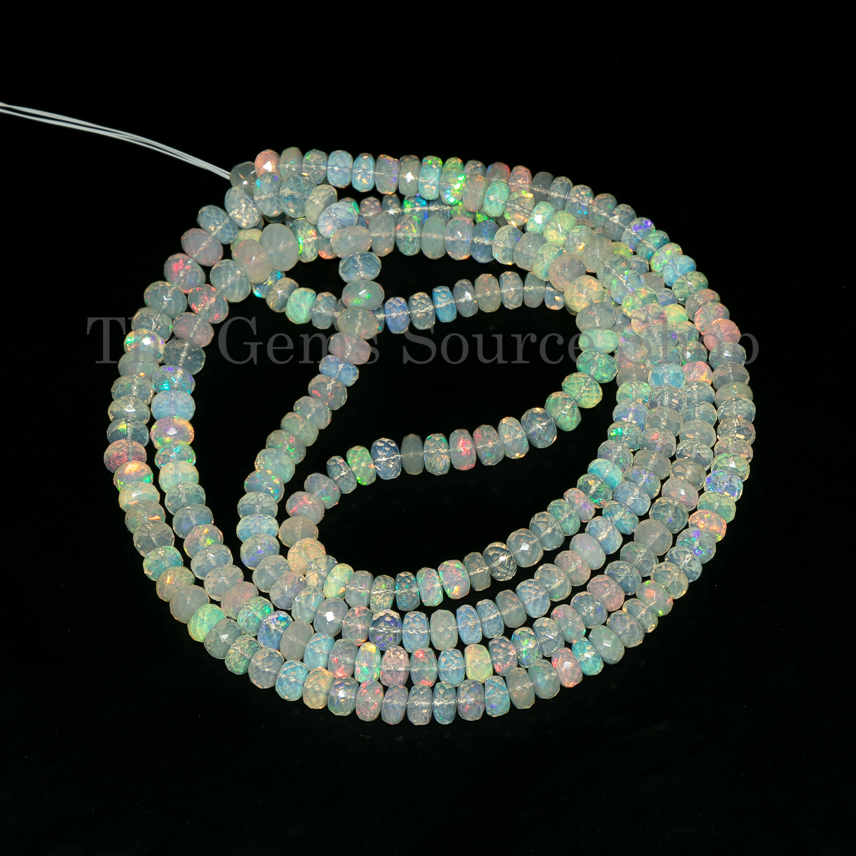 Top Quality Ethiopian Opal Faceted Rondelle Beads TGS-4970