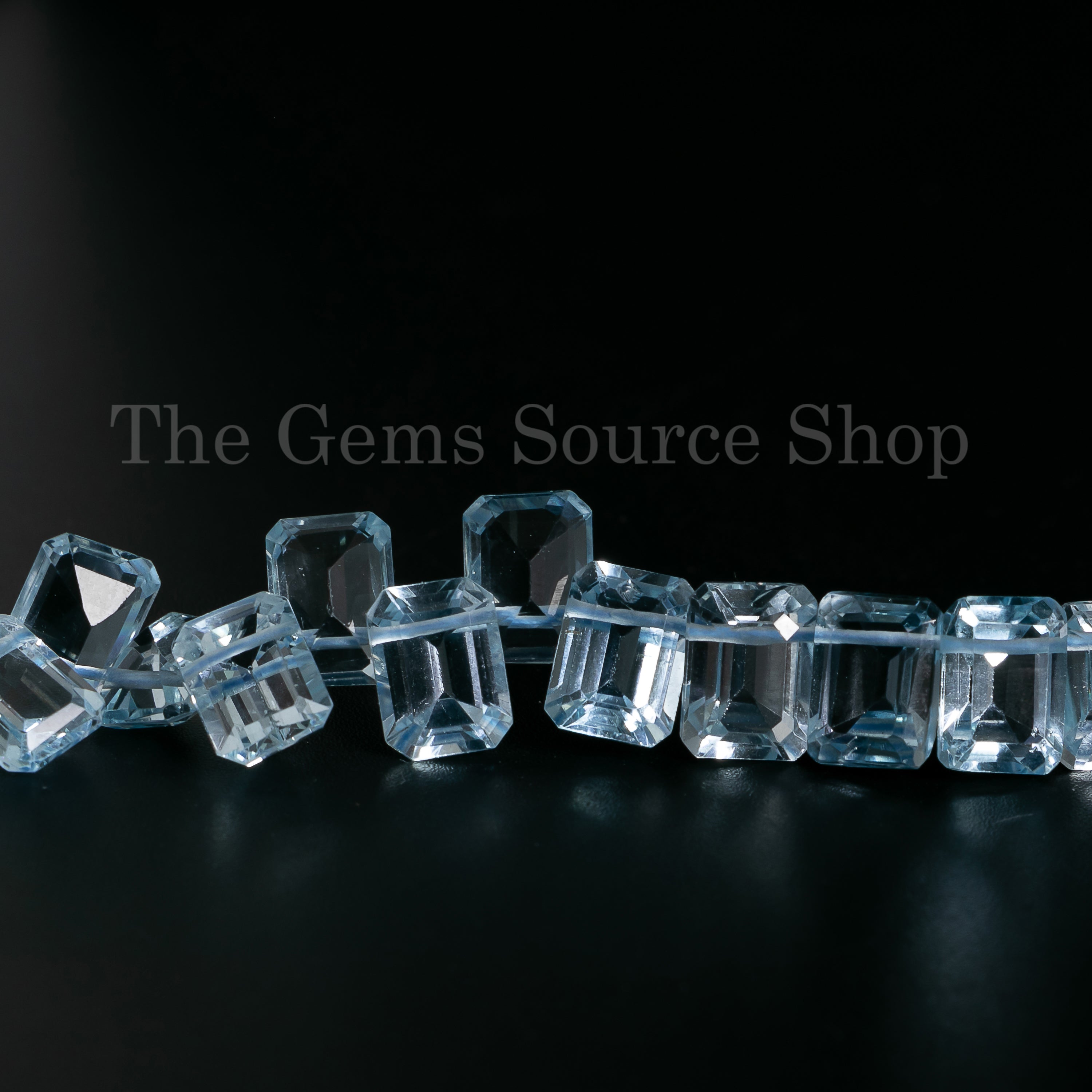 Blue Topaz Flat Baguette Shape Gemstone Beads TGS-2426