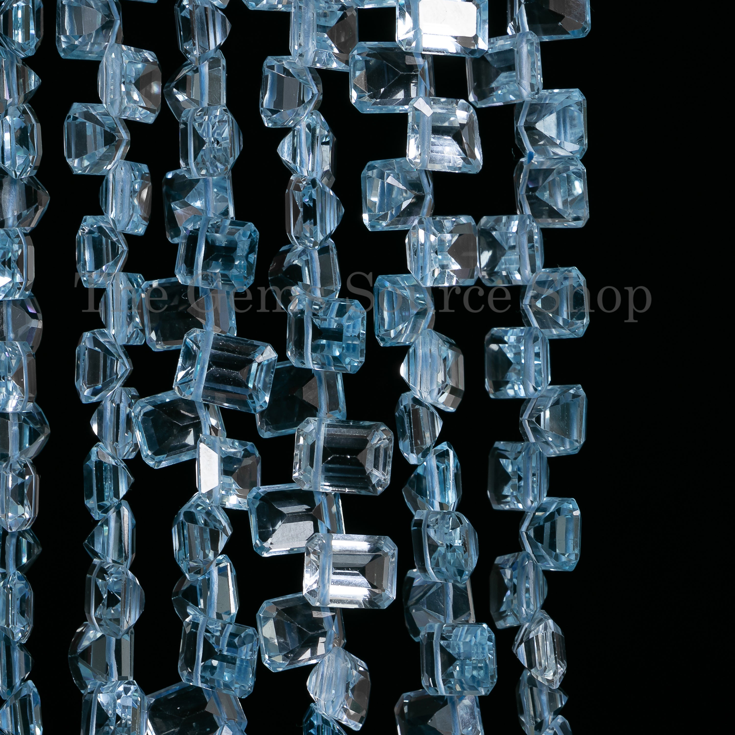 Blue Topaz Flat Baguette Shape Gemstone Beads TGS-2426