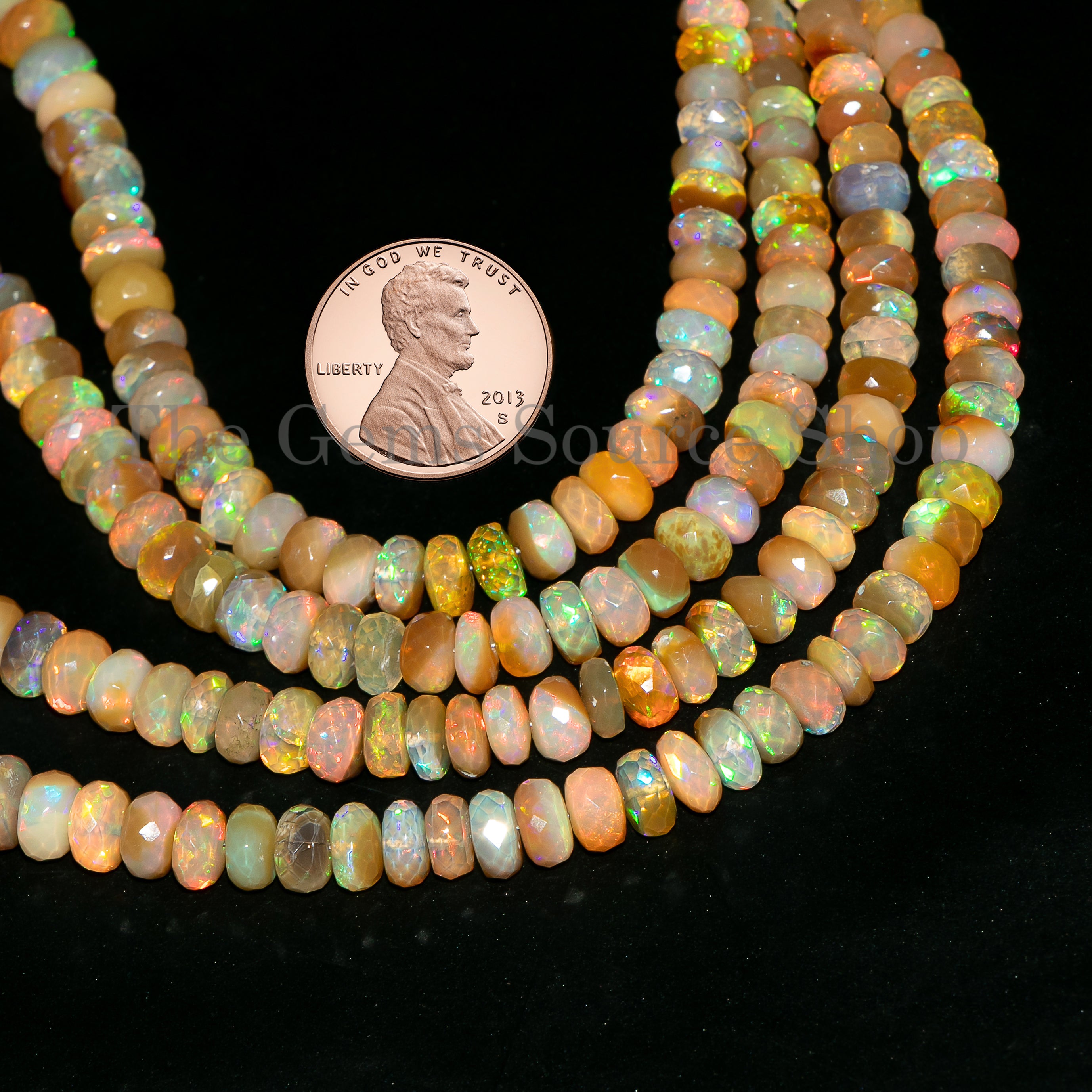 Best Quality Ethiopian Opal faceted Rondelle Beads TGS-4968