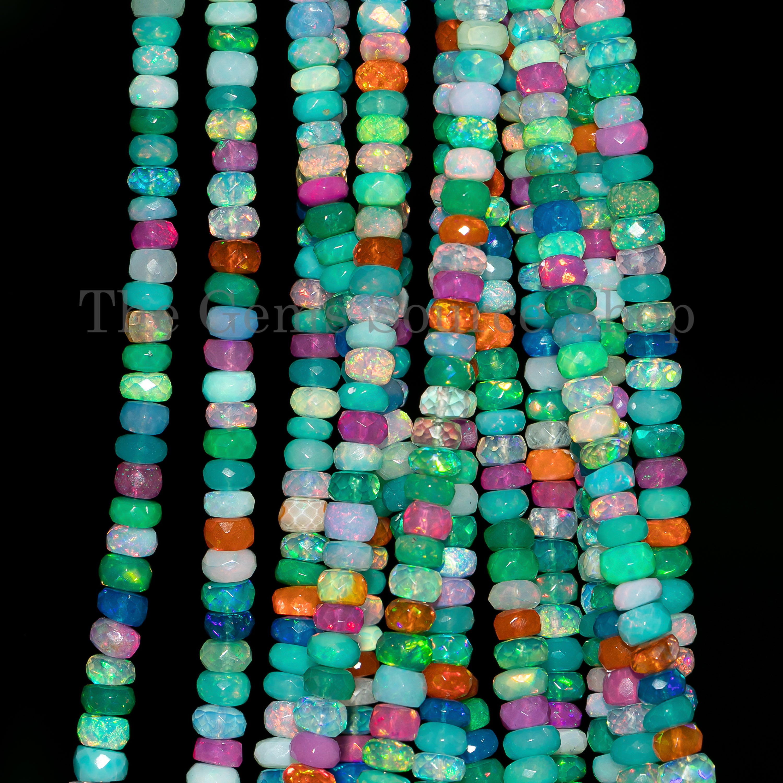 4-6mm Disco Opal Faceted Rondelle Shape Gemstone Beads TGS-4967