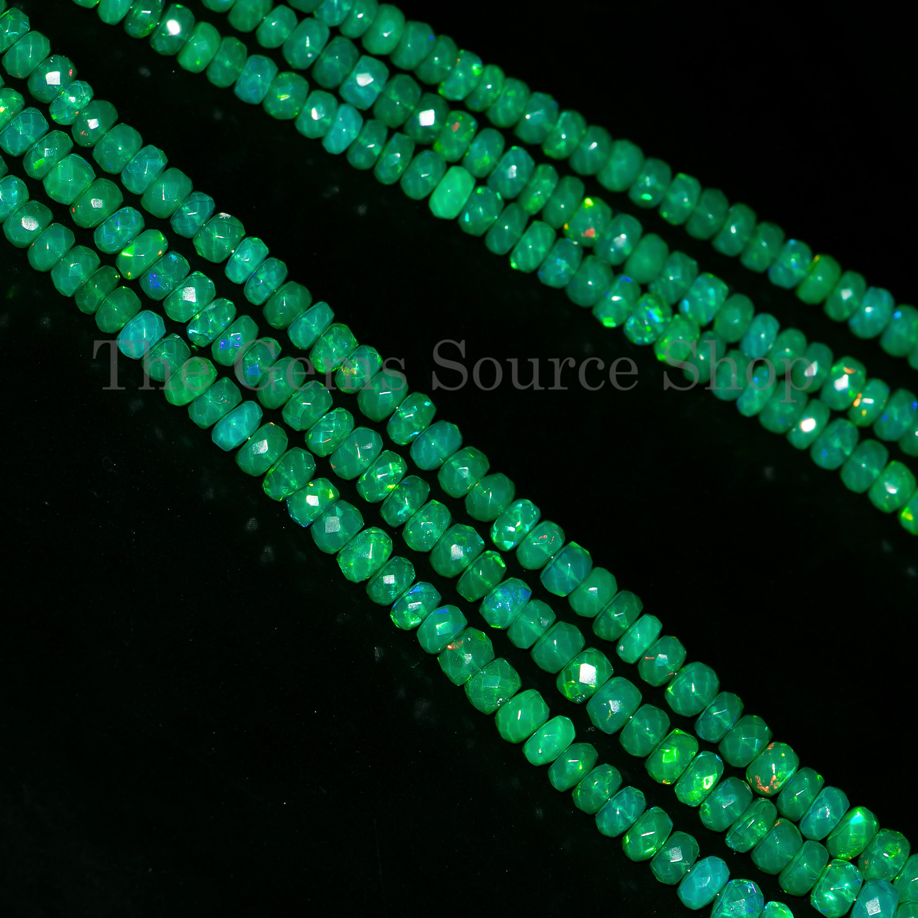 Green Opal Faceted Rondelle Gemstone Beads TGS-4958