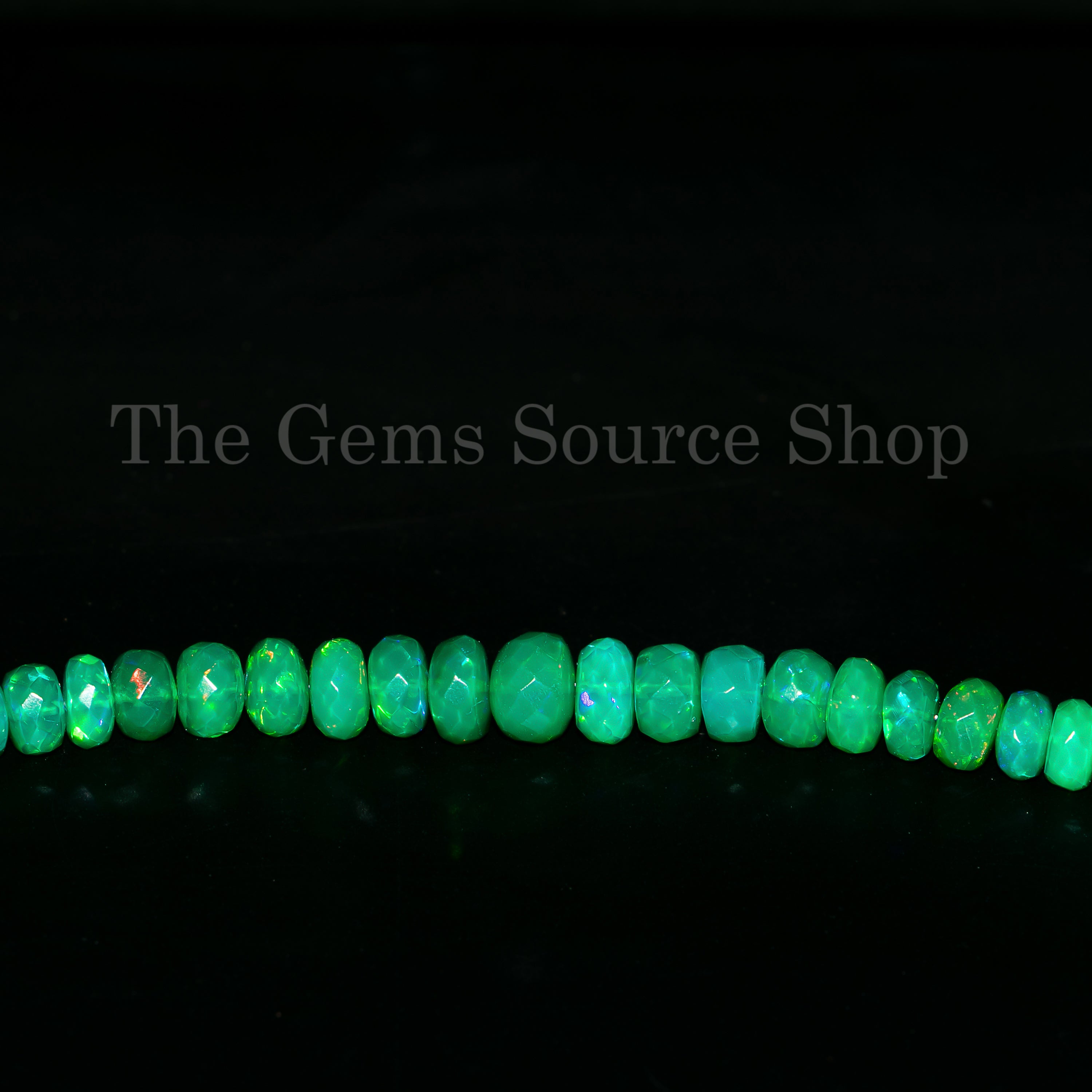 Green Opal Faceted Rondelle Gemstone Beads TGS-4958