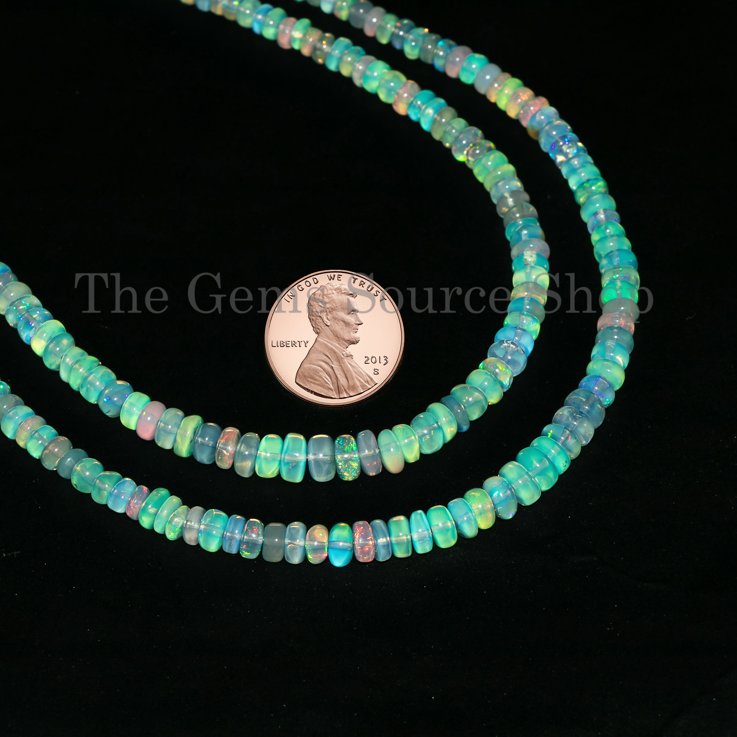 Light Blue opal Smooth Rondelle Shape Beads TGS-4954