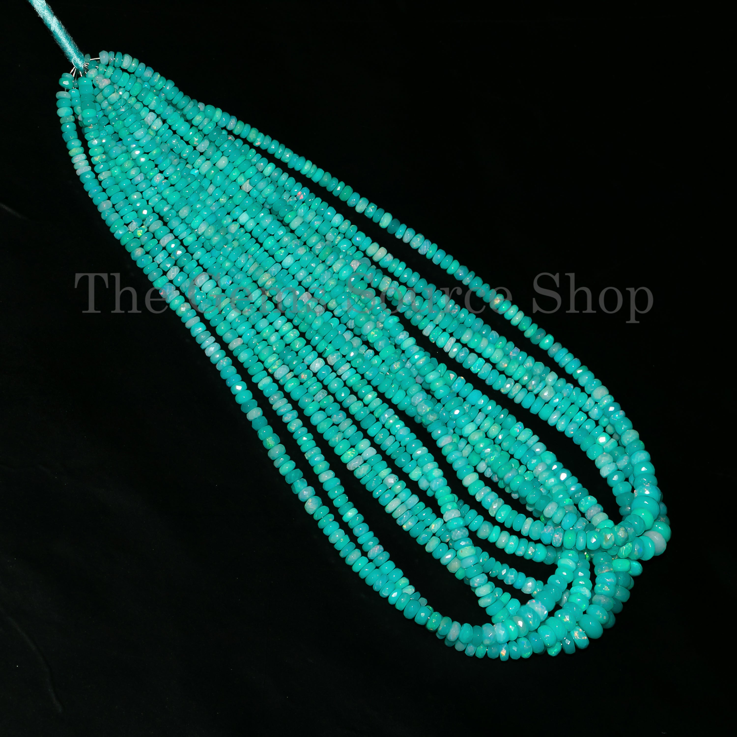 Blue Opal Faceted Rondelle Shape Beads TGS-4966