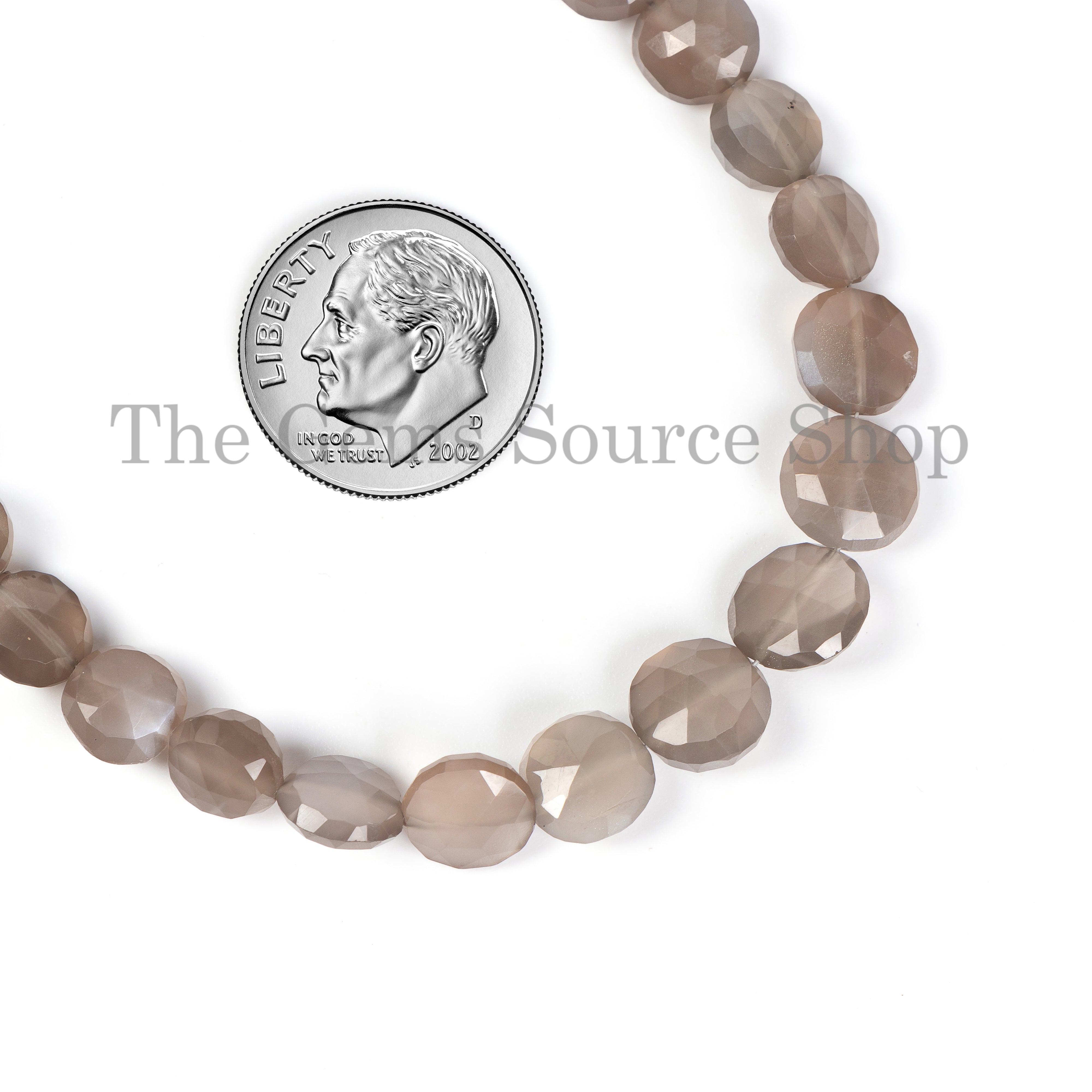 Natural Gray Moonstone Faceted Coin Shape Gemstone Beads for Jewelry Making.TGS-5098