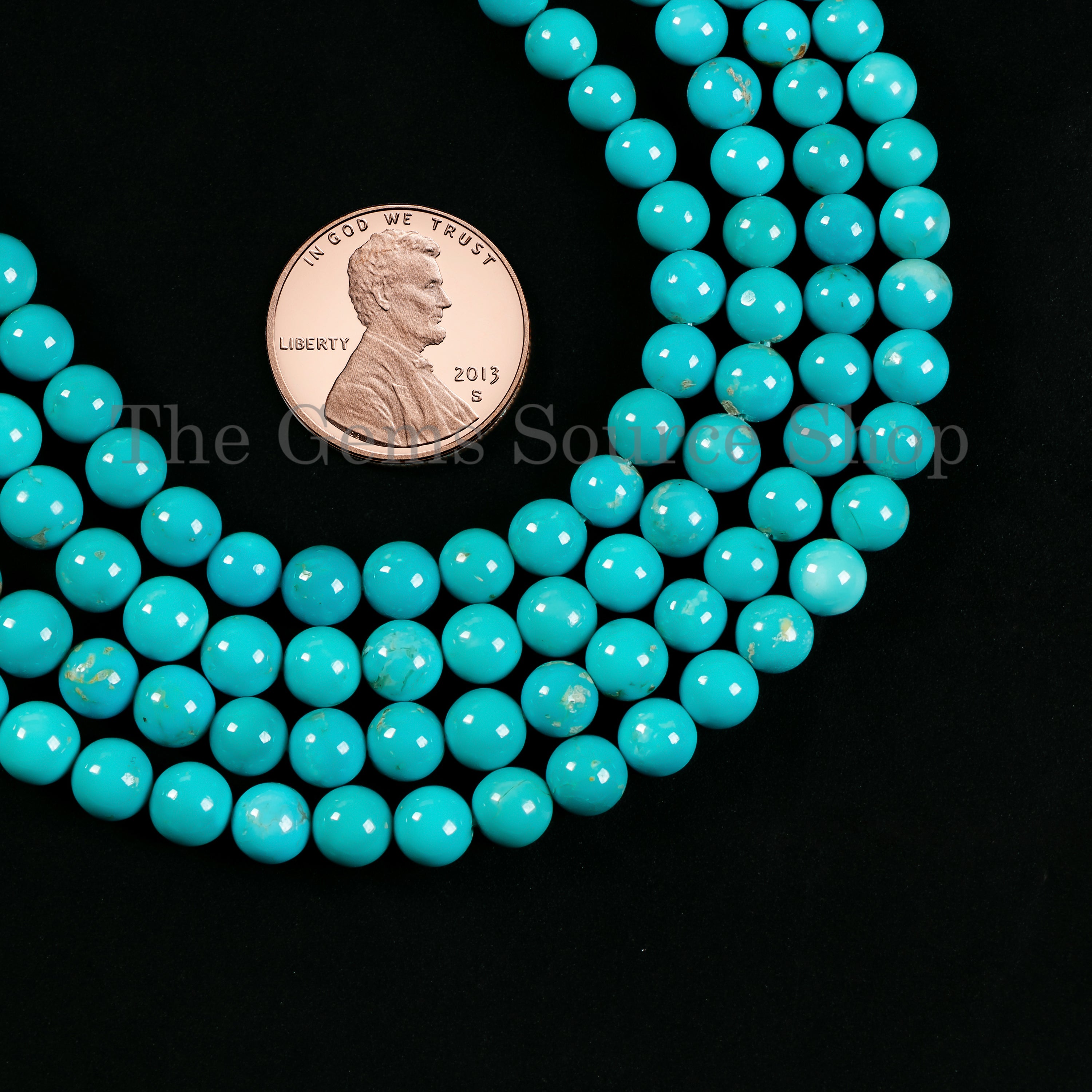 AAA Quality Sleeping Beauty Turquoise Smooth Round Beads TGS-4961
