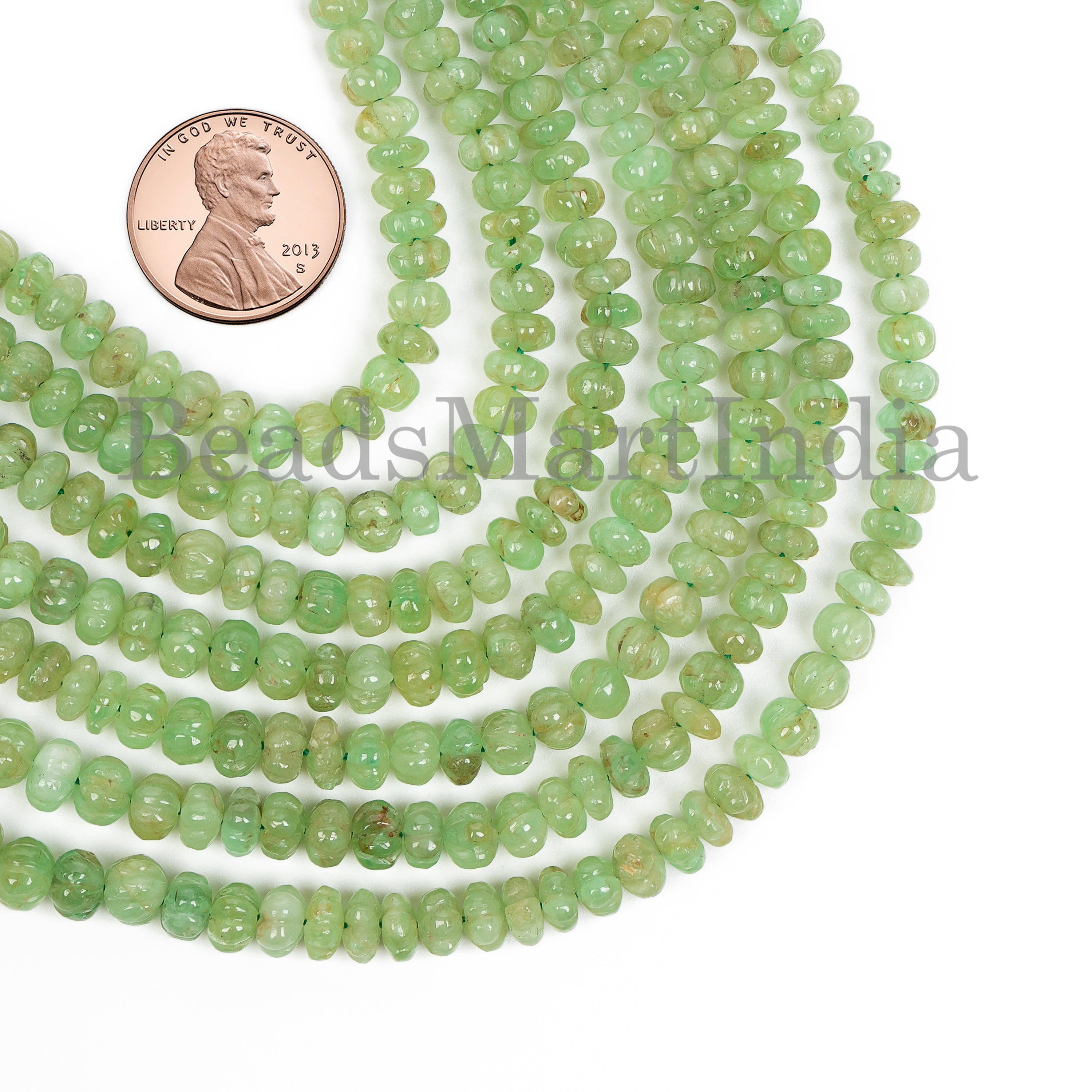 Colombian Emerald Rondelle Carving Beads TGS-4978