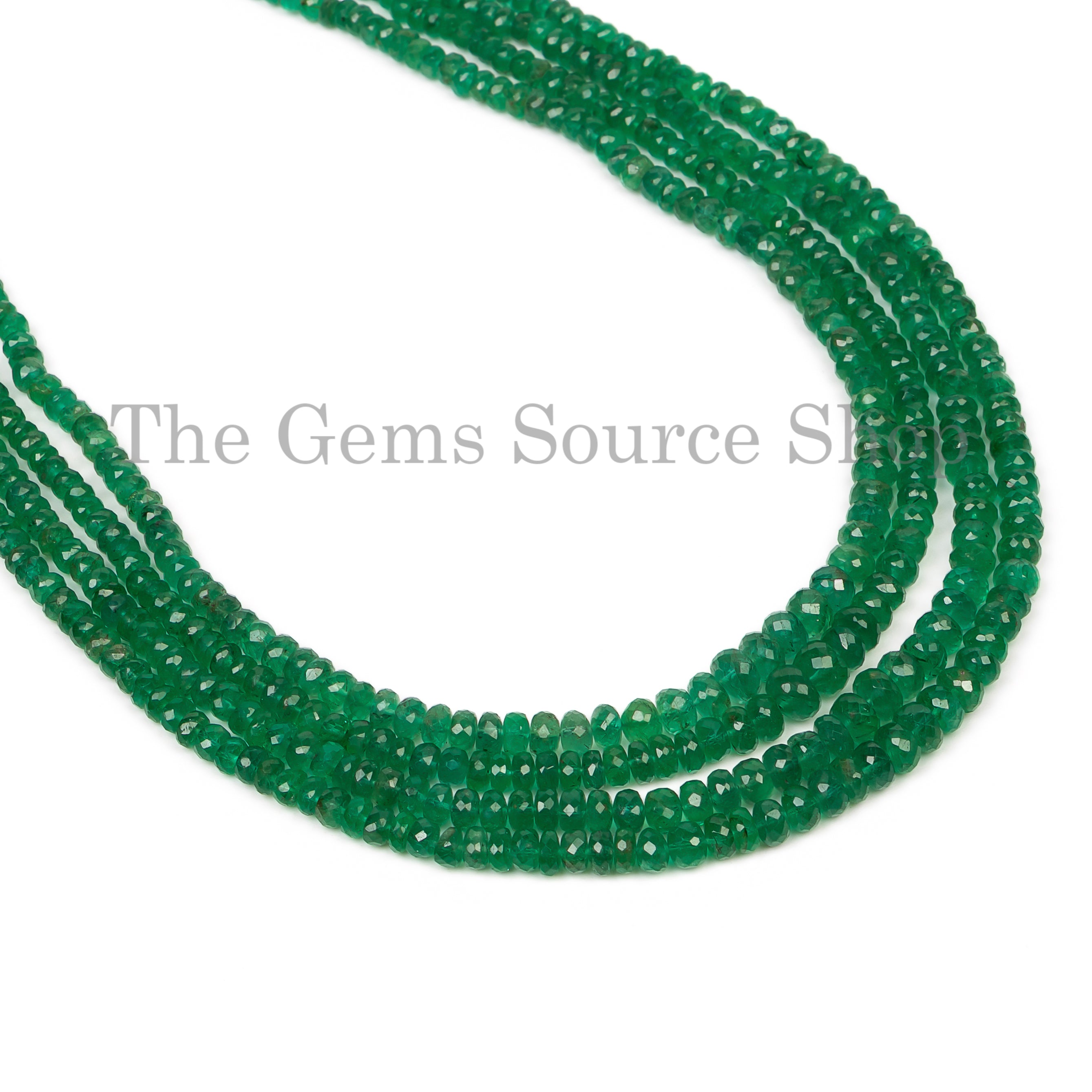 AAA Quality Emerald Faceted Rondelle Necklace 4 Strand TGS-4974