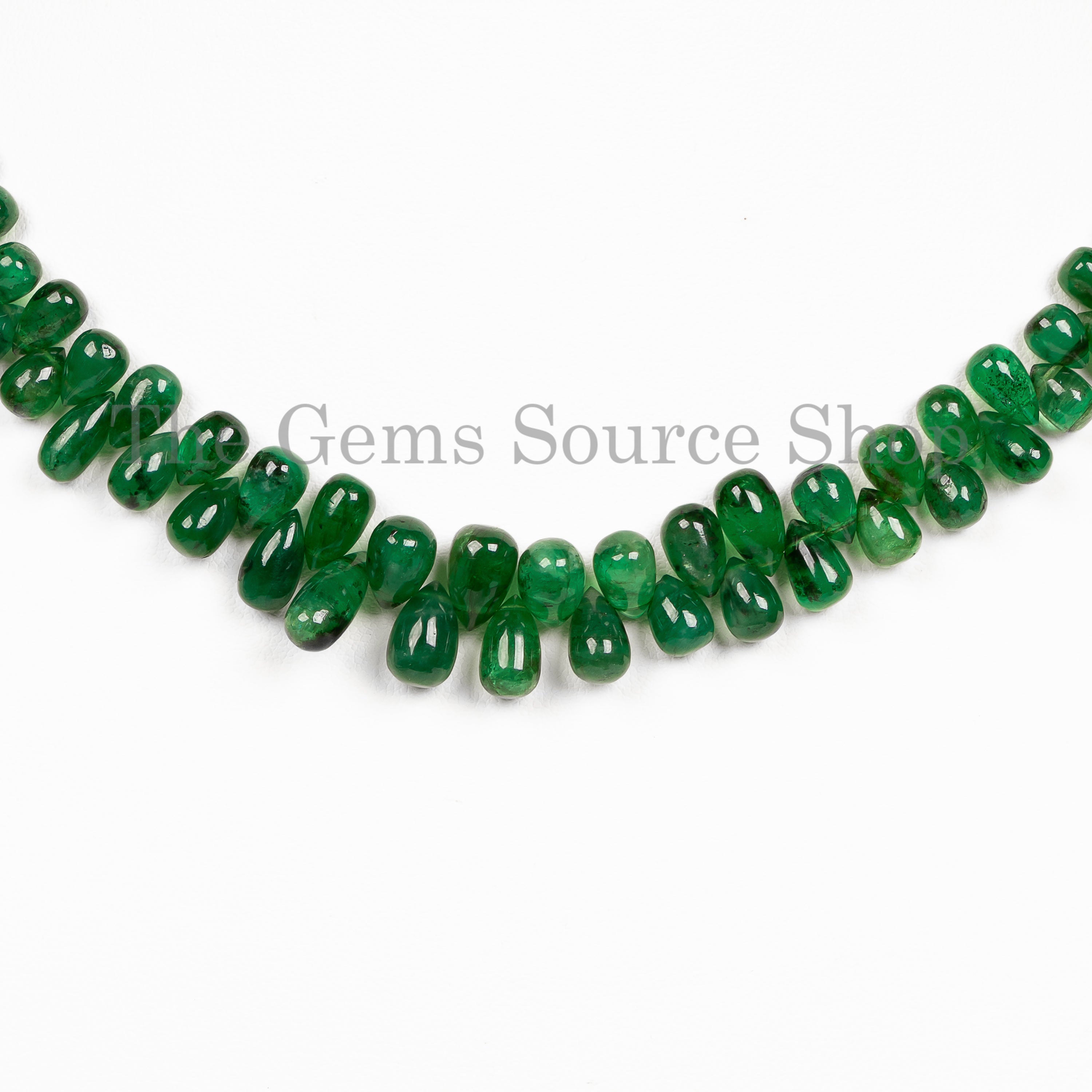 Zambian Emerald Smooth Drops shape Gemstone Necklace TGS-4976