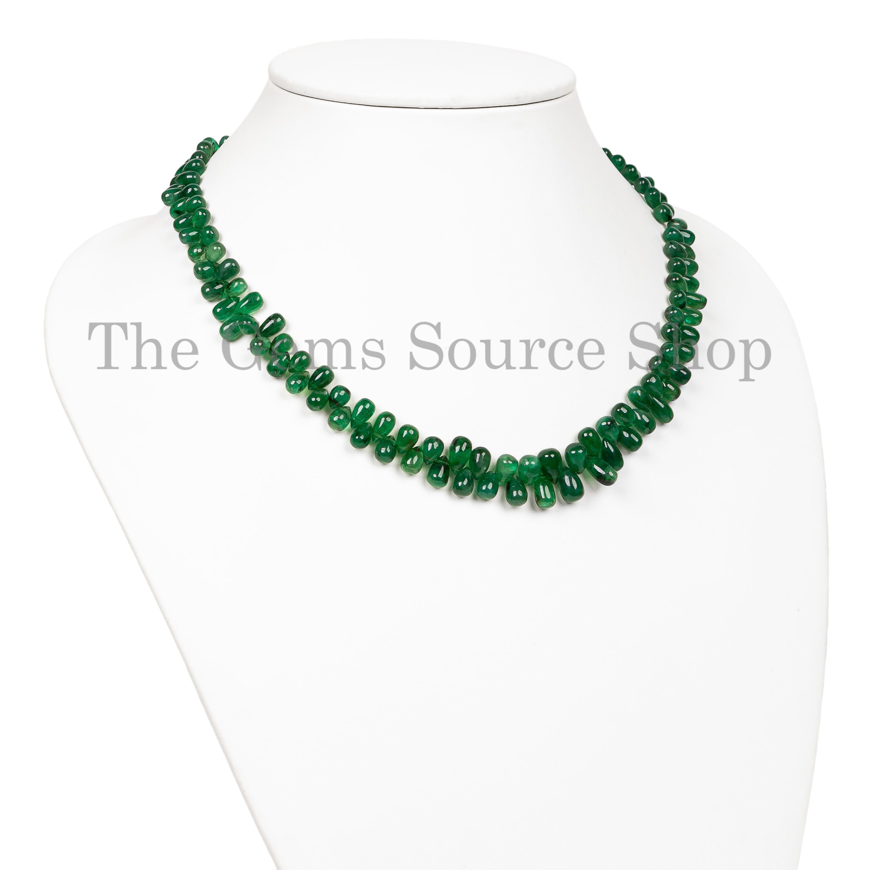 Zambian Emerald Smooth Drops shape Gemstone Necklace TGS-4976