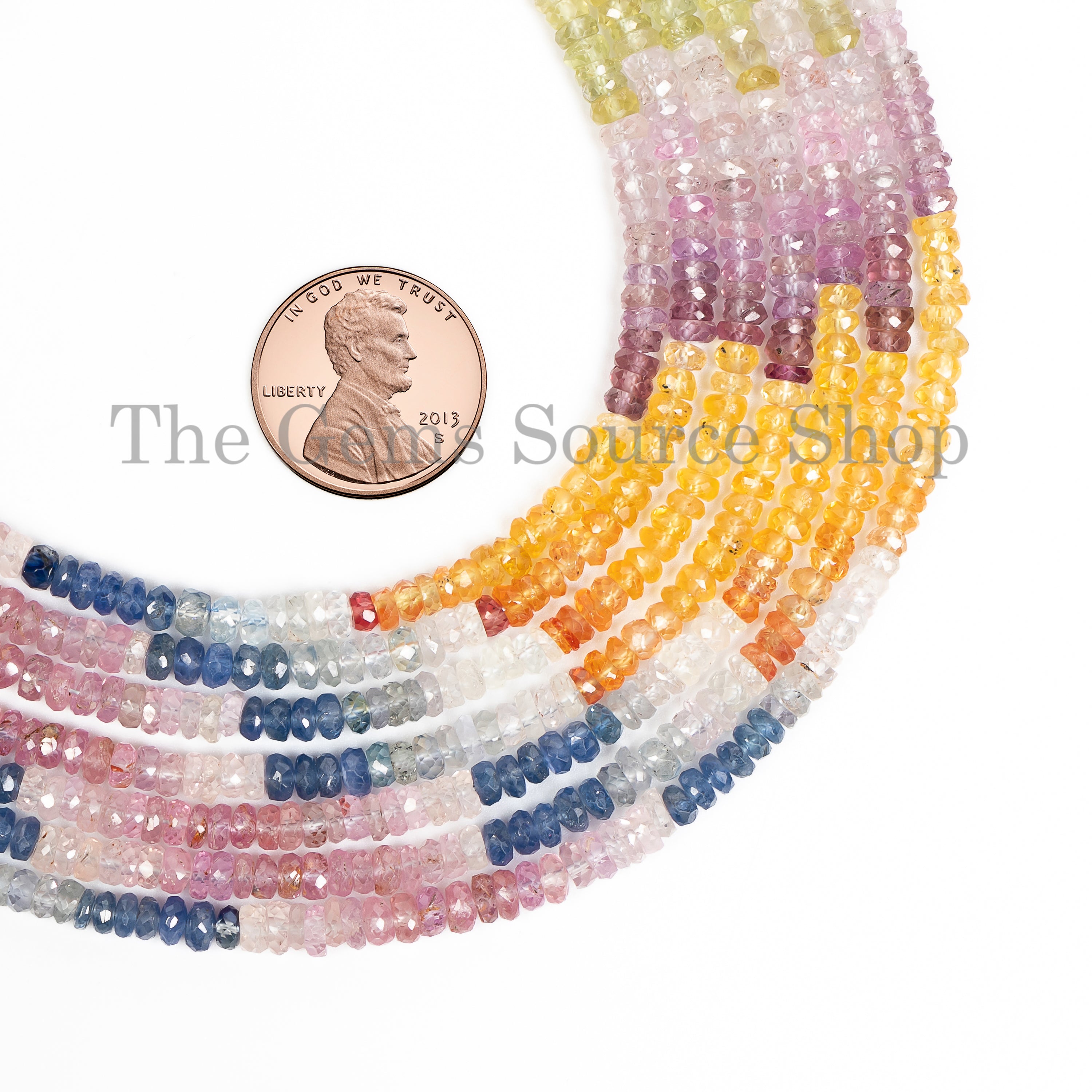3.5-4mm Natural Multi Sapphire Faceted Rondelle Beads TGS-5003