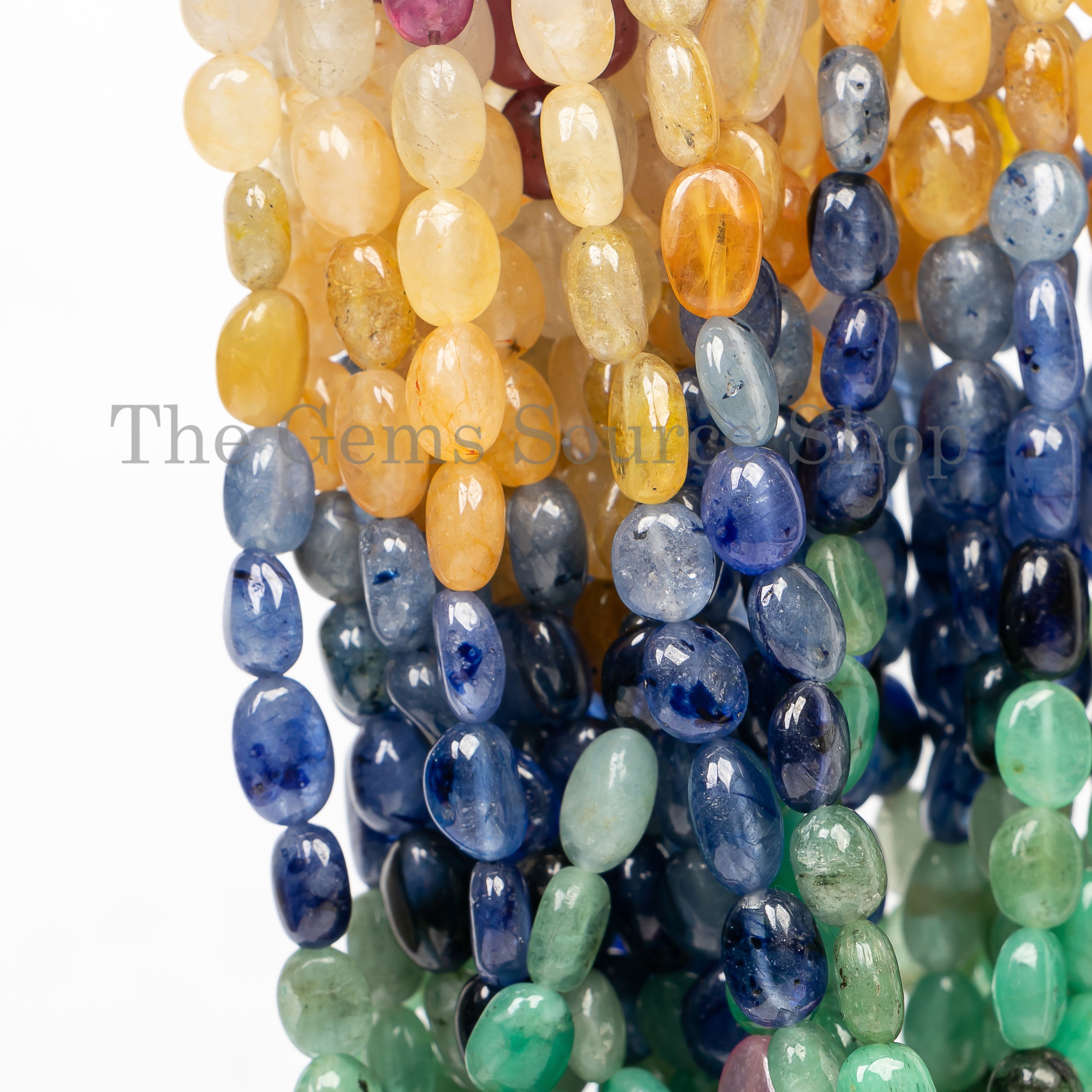 5.5x6-6x8mm Natural Multi Sapphire Smooth Oval Beads TGS-5006