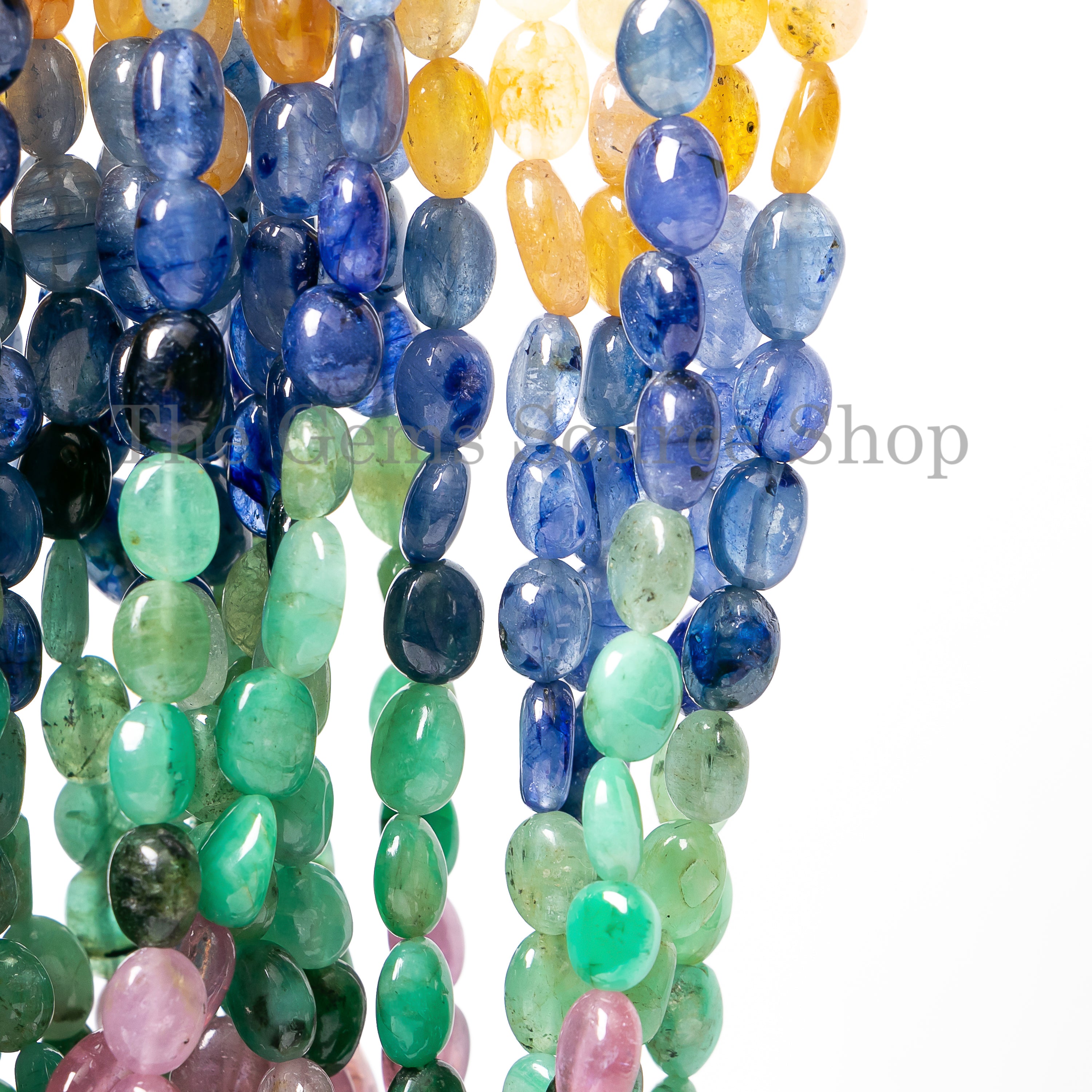 5.5x6-6x8mm Natural Multi Sapphire Smooth Oval Beads TGS-5006