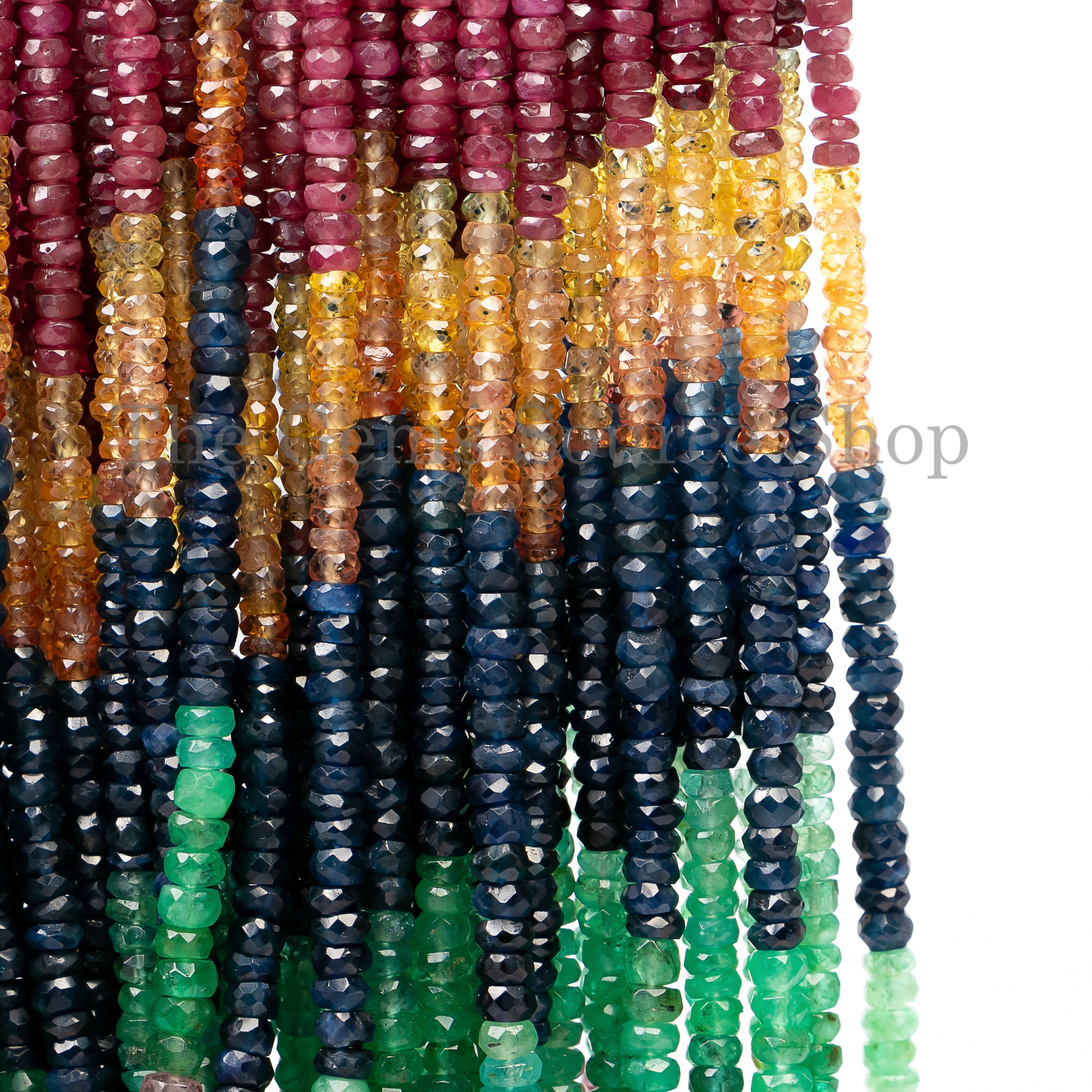 3-4mm Natural Multi Sapphire Faceted Rondelle Beads TGS-5004