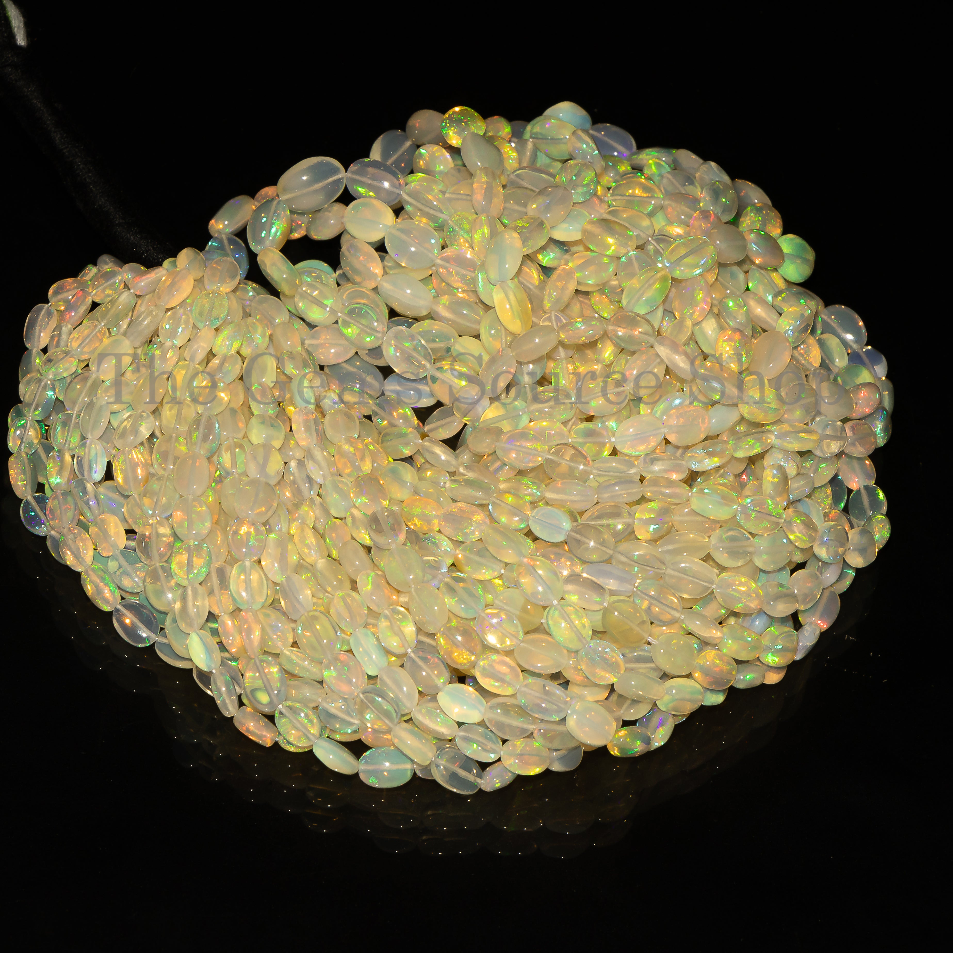Natural Ethiopian Opal Plain Oval Shape Gemstone Beads TGS-4669