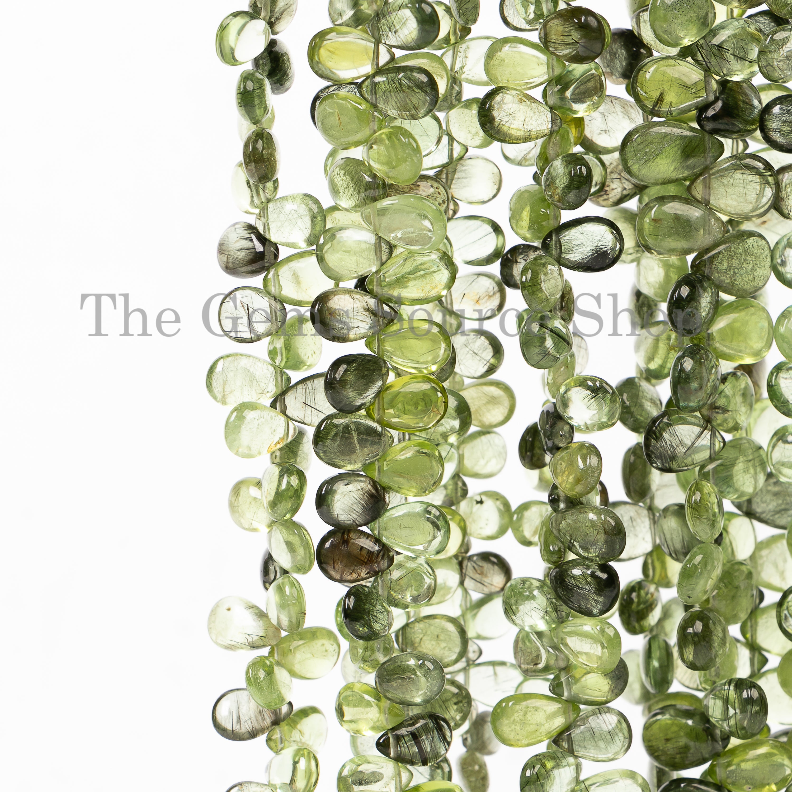 5x7-6x10mm Extremely Rare! Peridot Rutile Smooth Pear Shape Beads TGS-5012