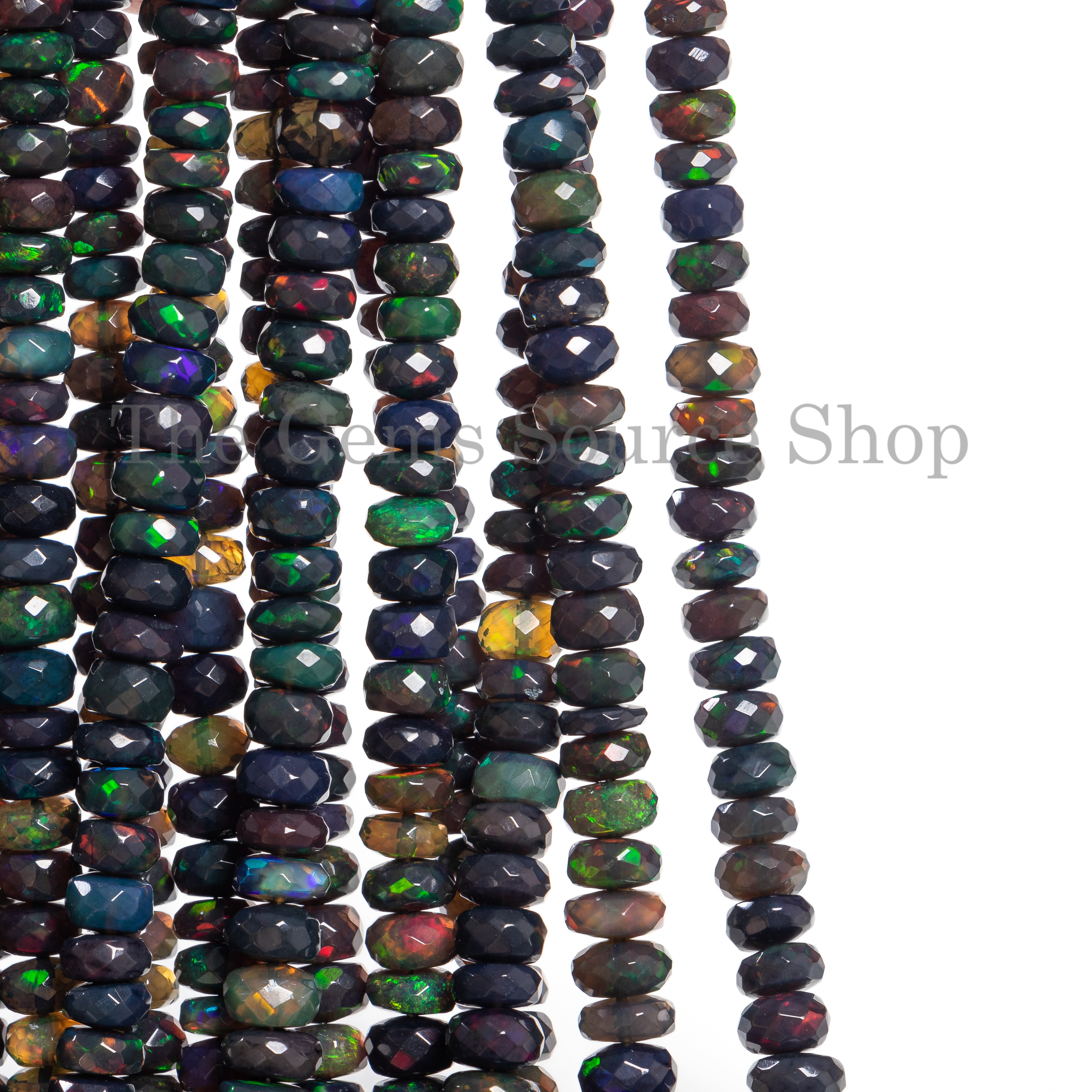 Big Size Black Ethiopian Opal Faceted Rondelle Beads TGS-4661