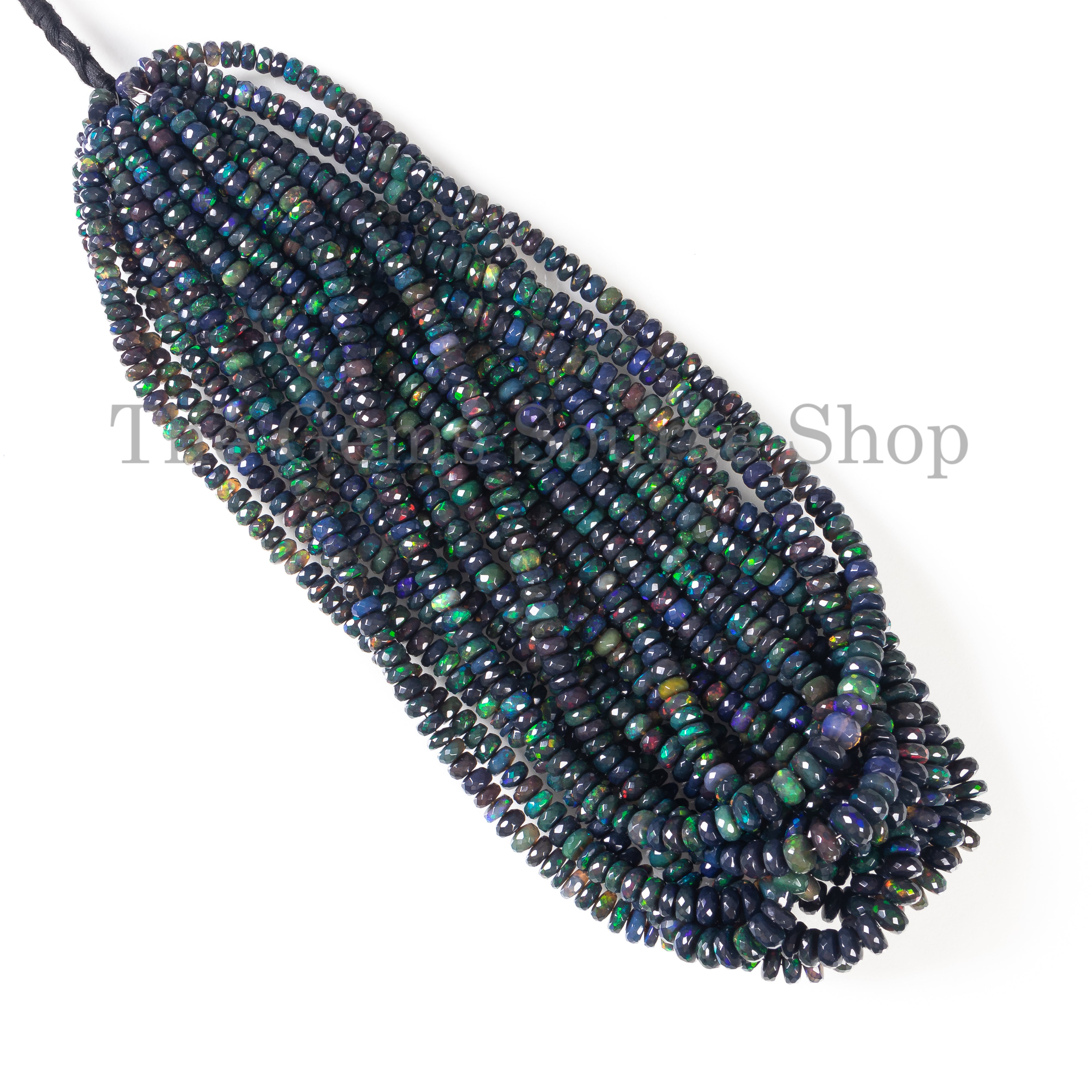 Big Size Black Ethiopian Opal Faceted Rondelle Beads TGS-4661