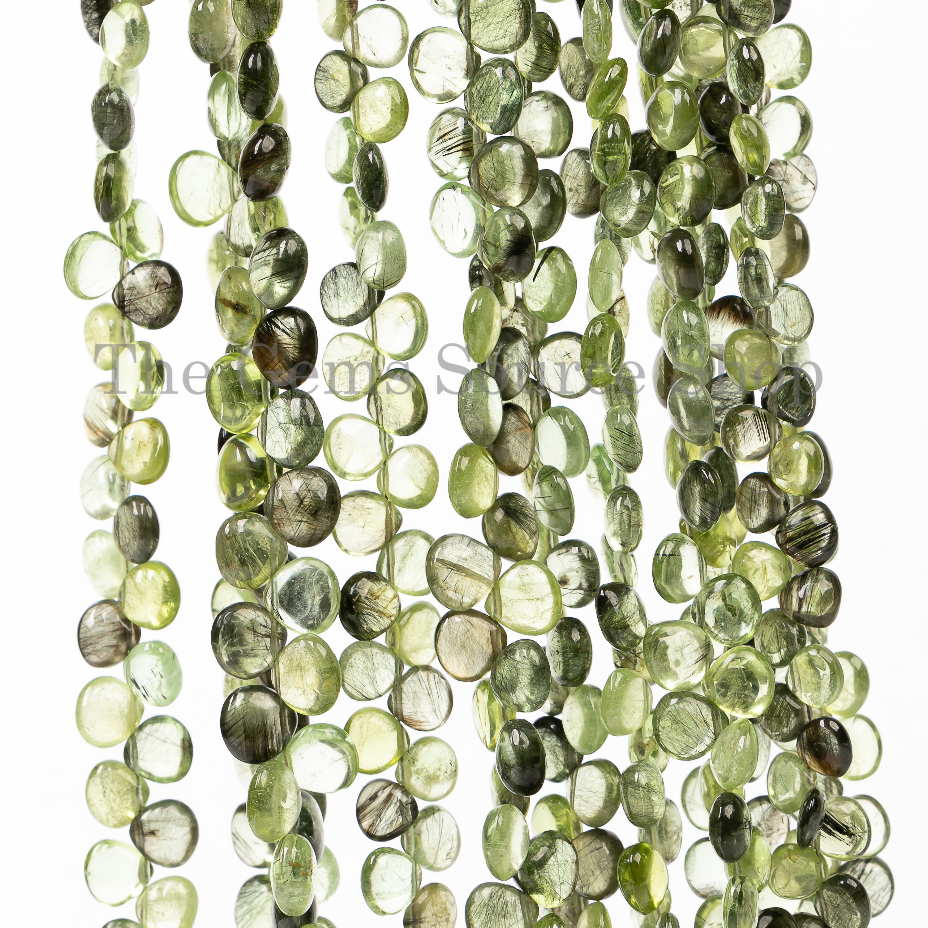 6-8 mm Extremely Rare! Peridot Rutile Smooth Heart Shape Beads TGS-5011