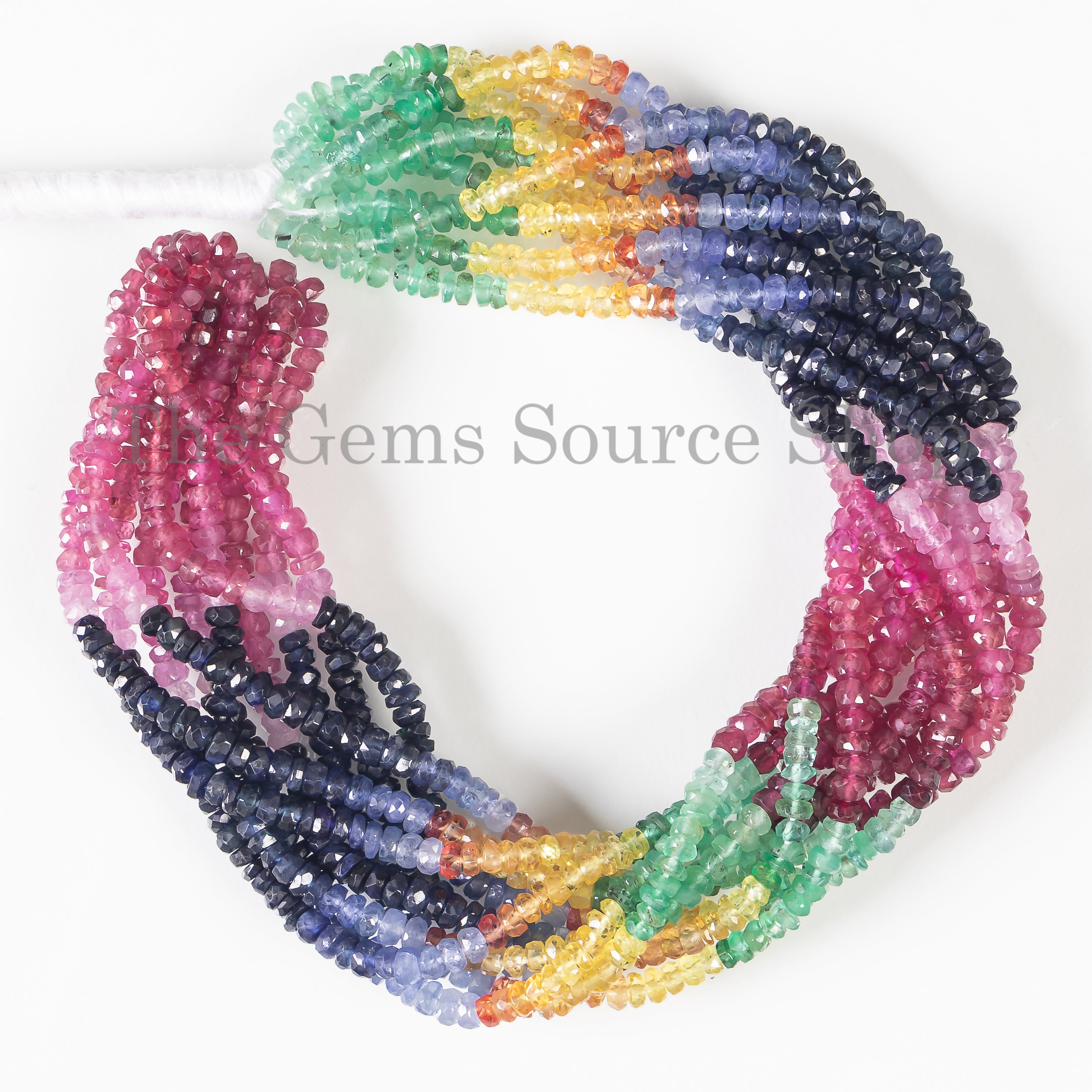 Natural Multi Precious Faceted Rondelle Shape Beads For Jewelry TGS-4679