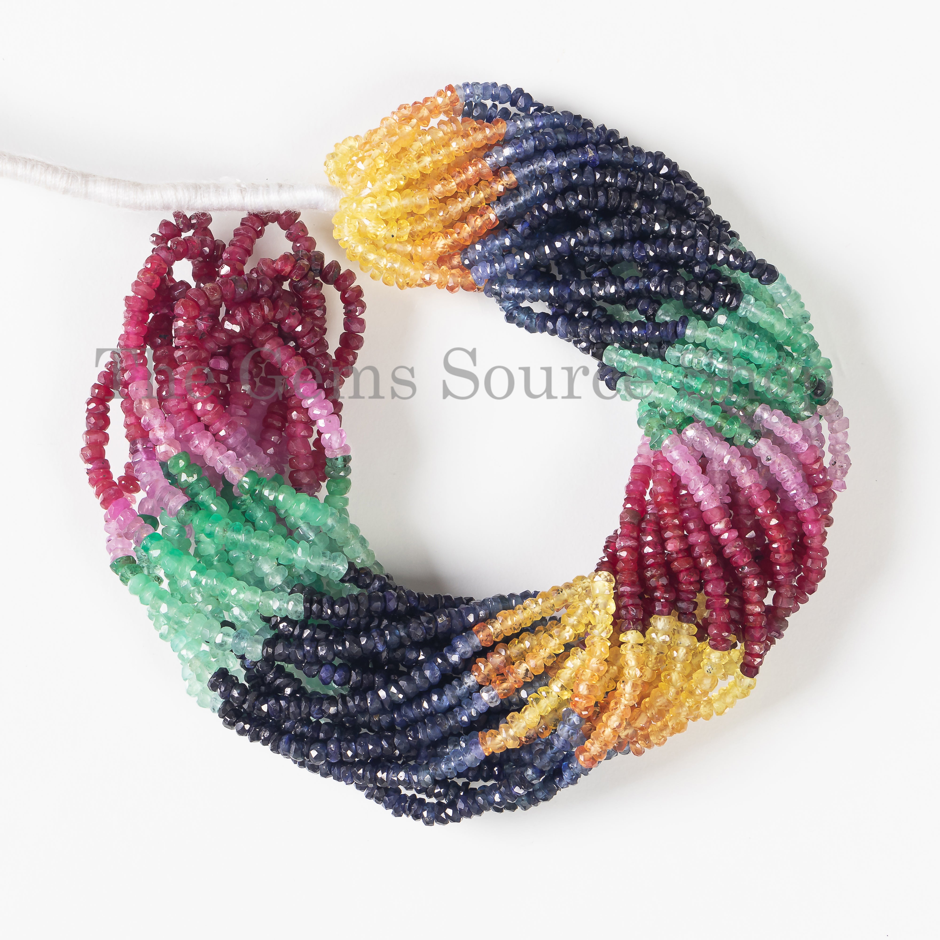 Natural Multi Precious Faceted Rondelle Shape Beads TGS-4678