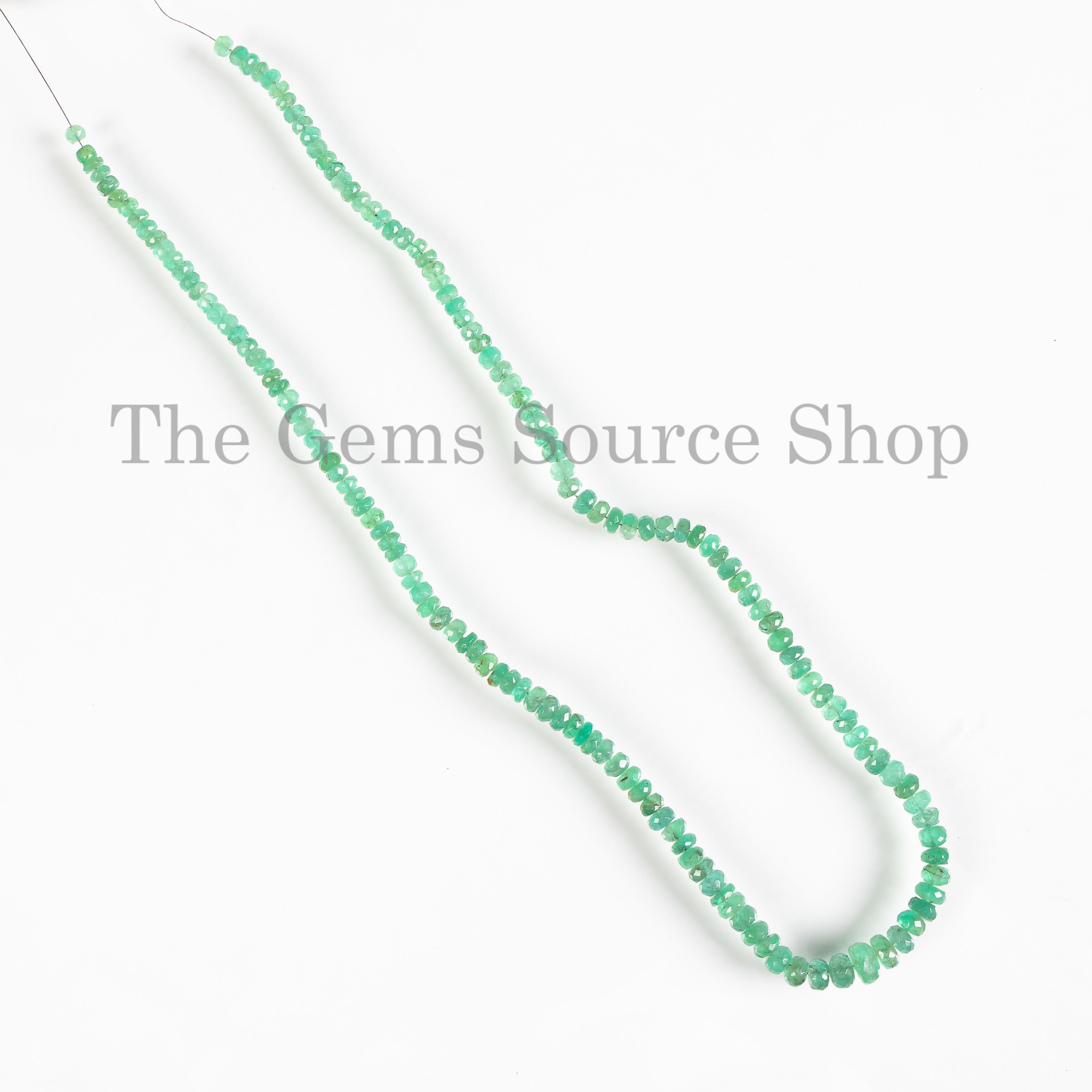 Emerald Faceted Rondelle Shape Gemstone Beads TGS-4682
