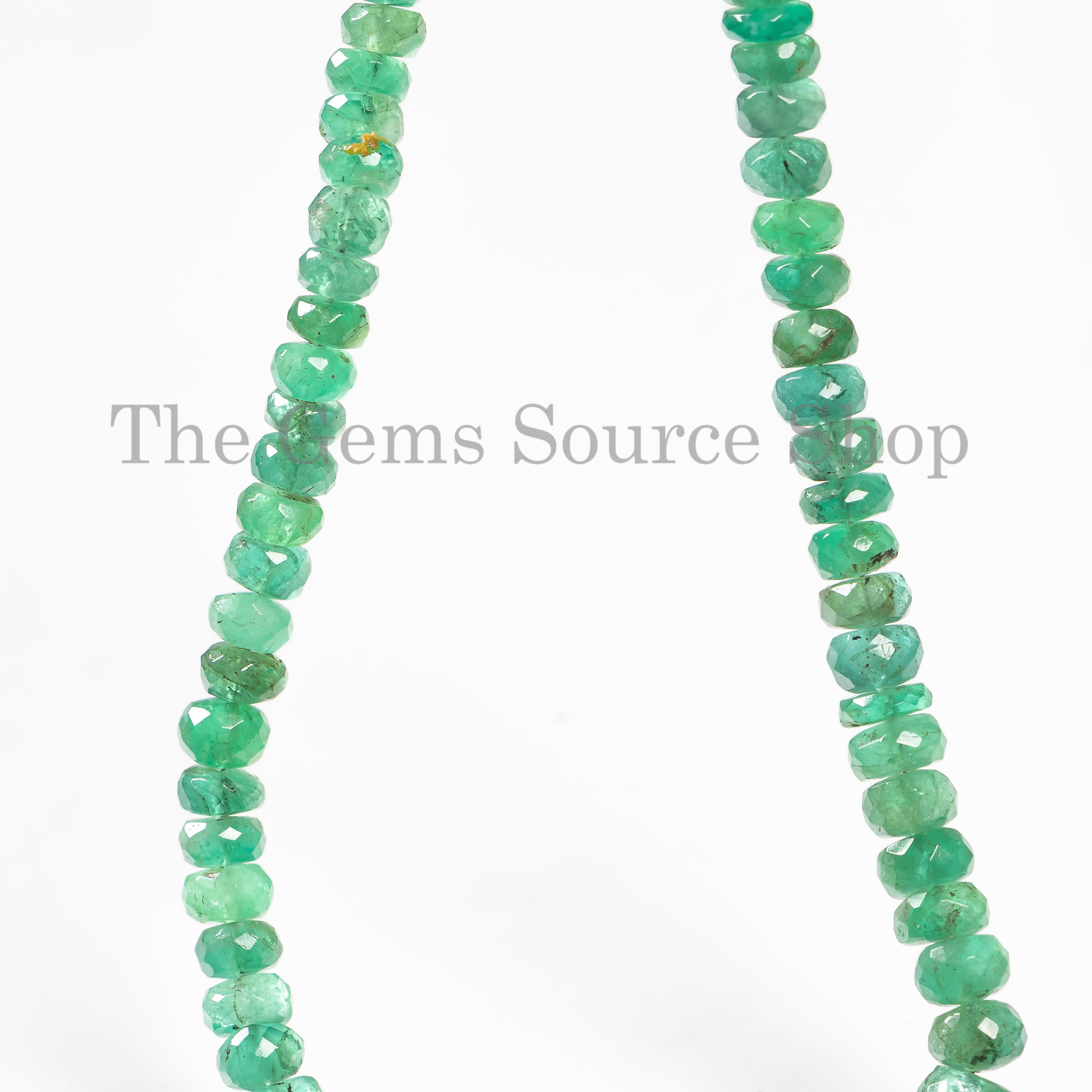 Emerald Faceted Rondelle Shape Gemstone Beads TGS-4682