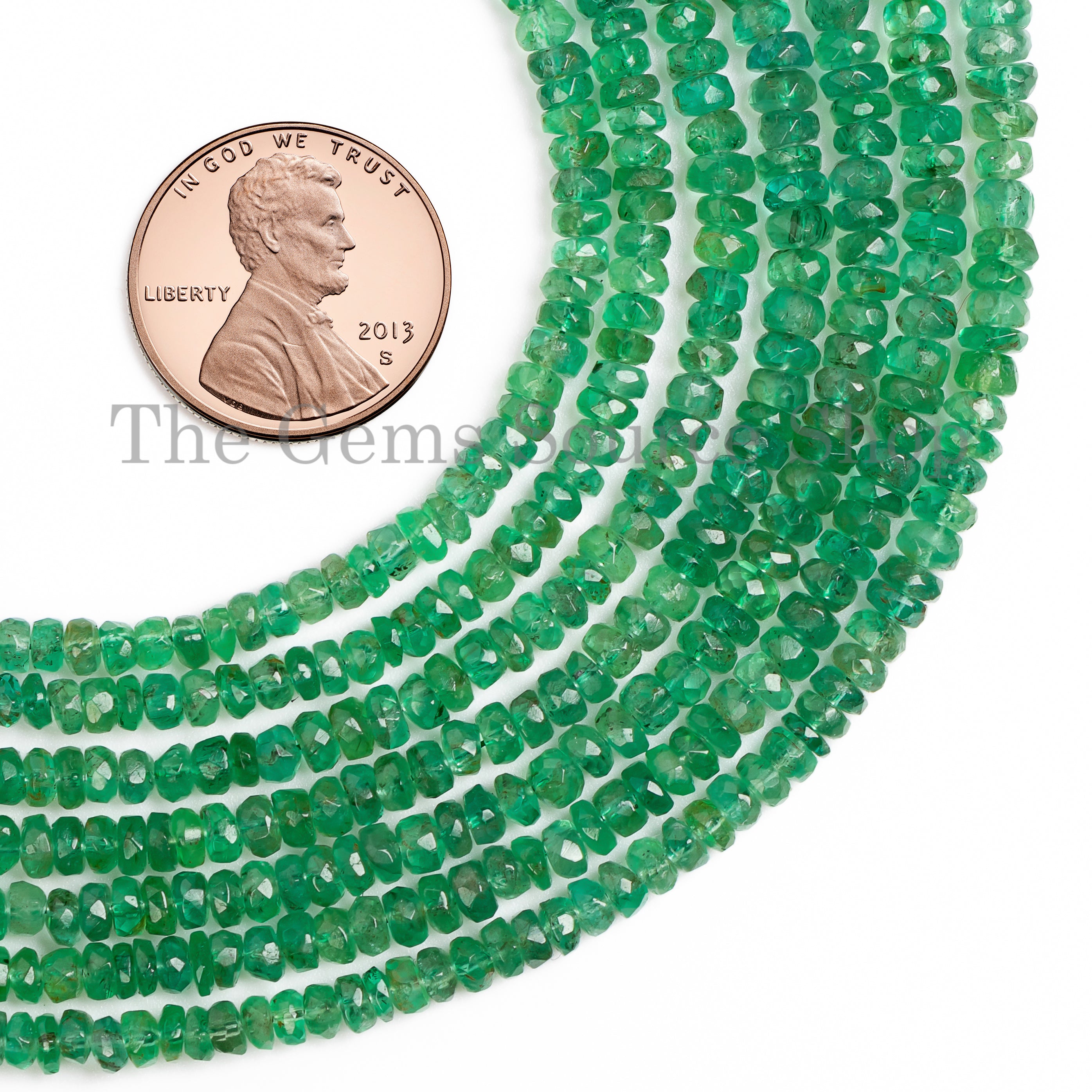3-4.5 mm Rare Emerald Faceted Rondelle Beads For Jewelry Making TGS-5015