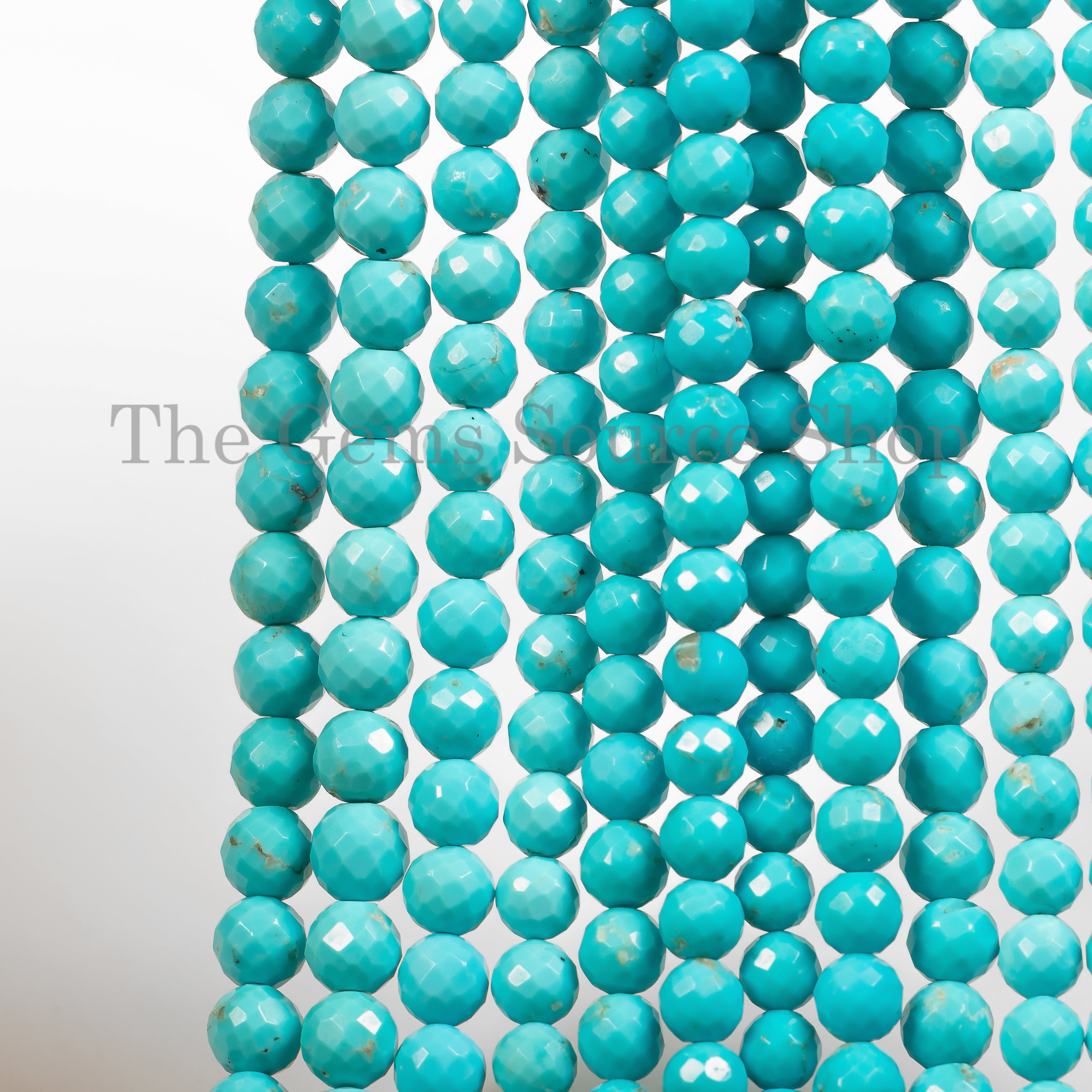 3.5-4.5 mm Natural Turquoise Faceted Round gemstone beads TGS-4638