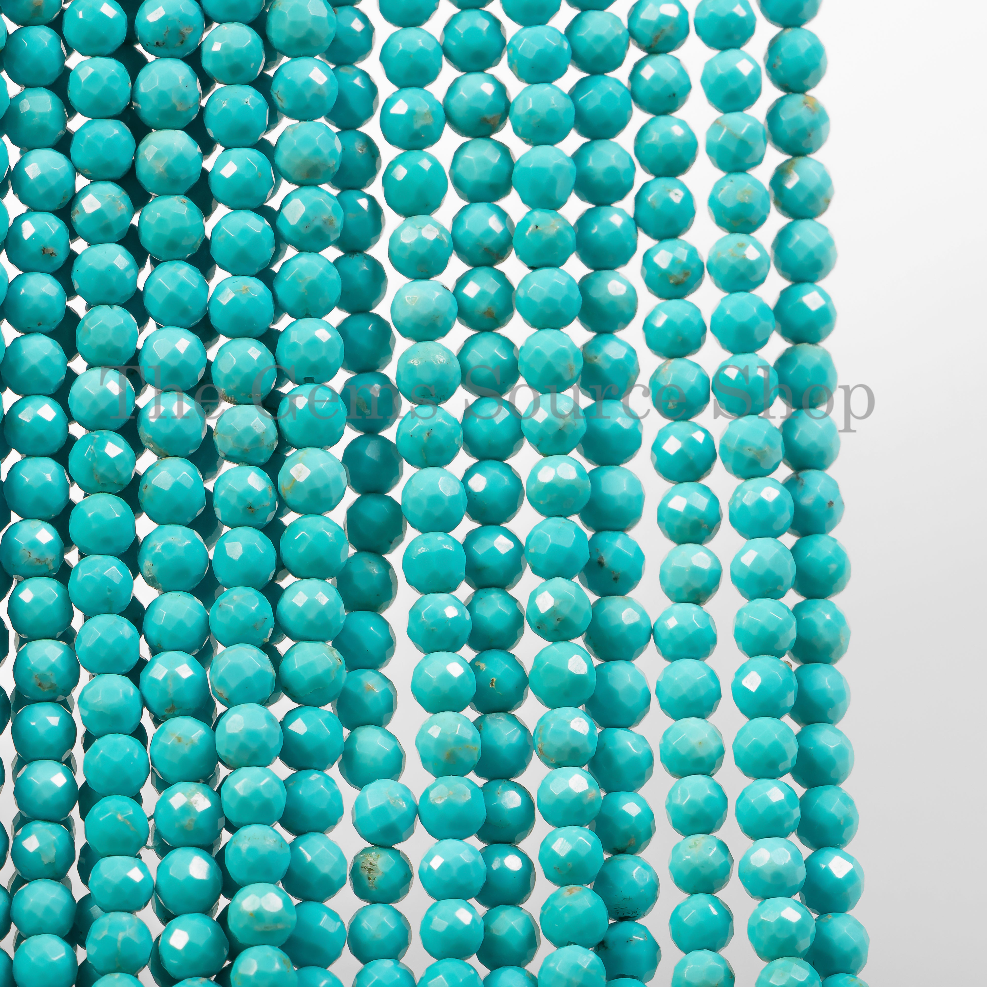 Natural Turquoise Beads, 4-4.75 mm Turquoise Round Beads TGS-4634