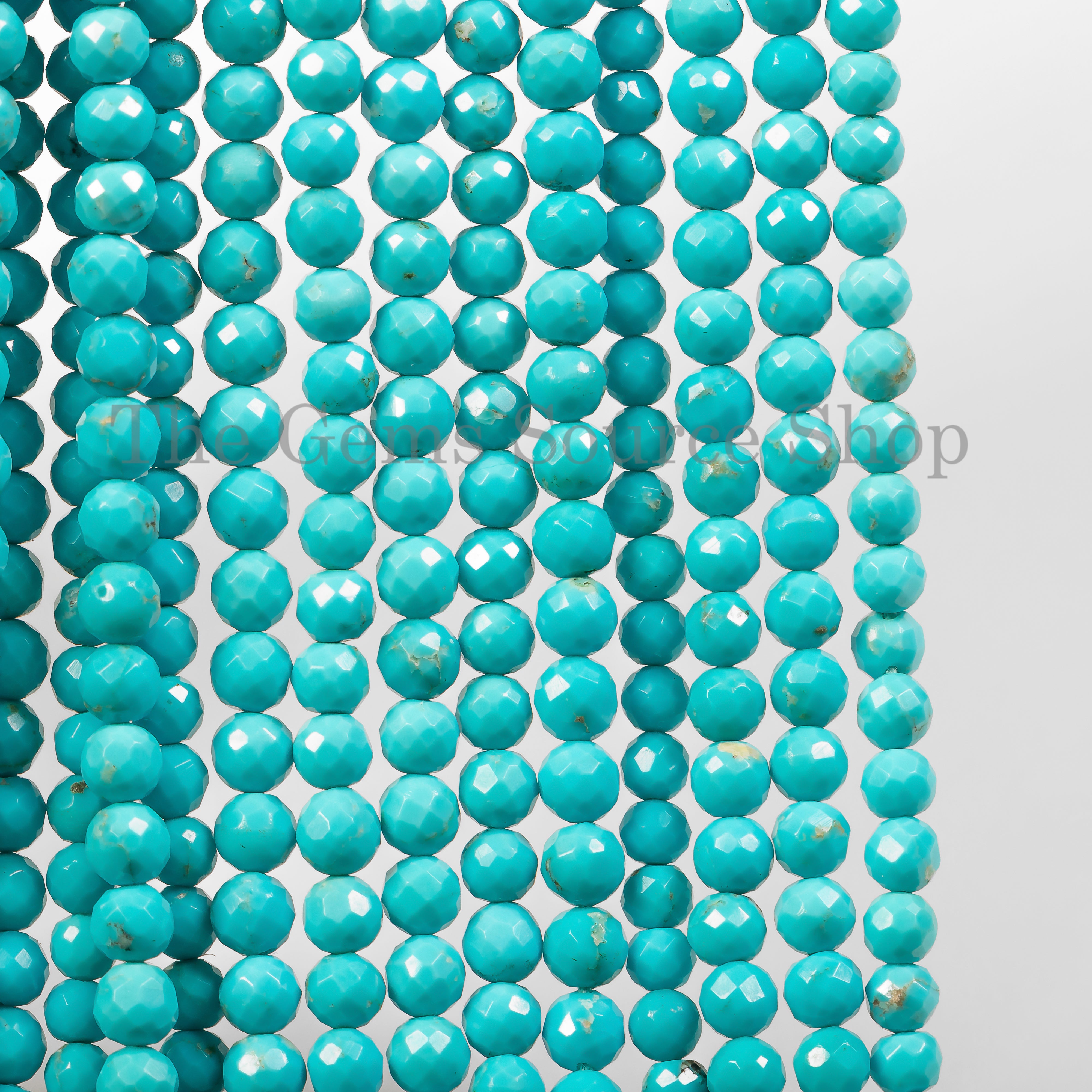 3.5-4.5 mm Turquoise Faceted Round Ball Beads for jewelry making TGS-4637