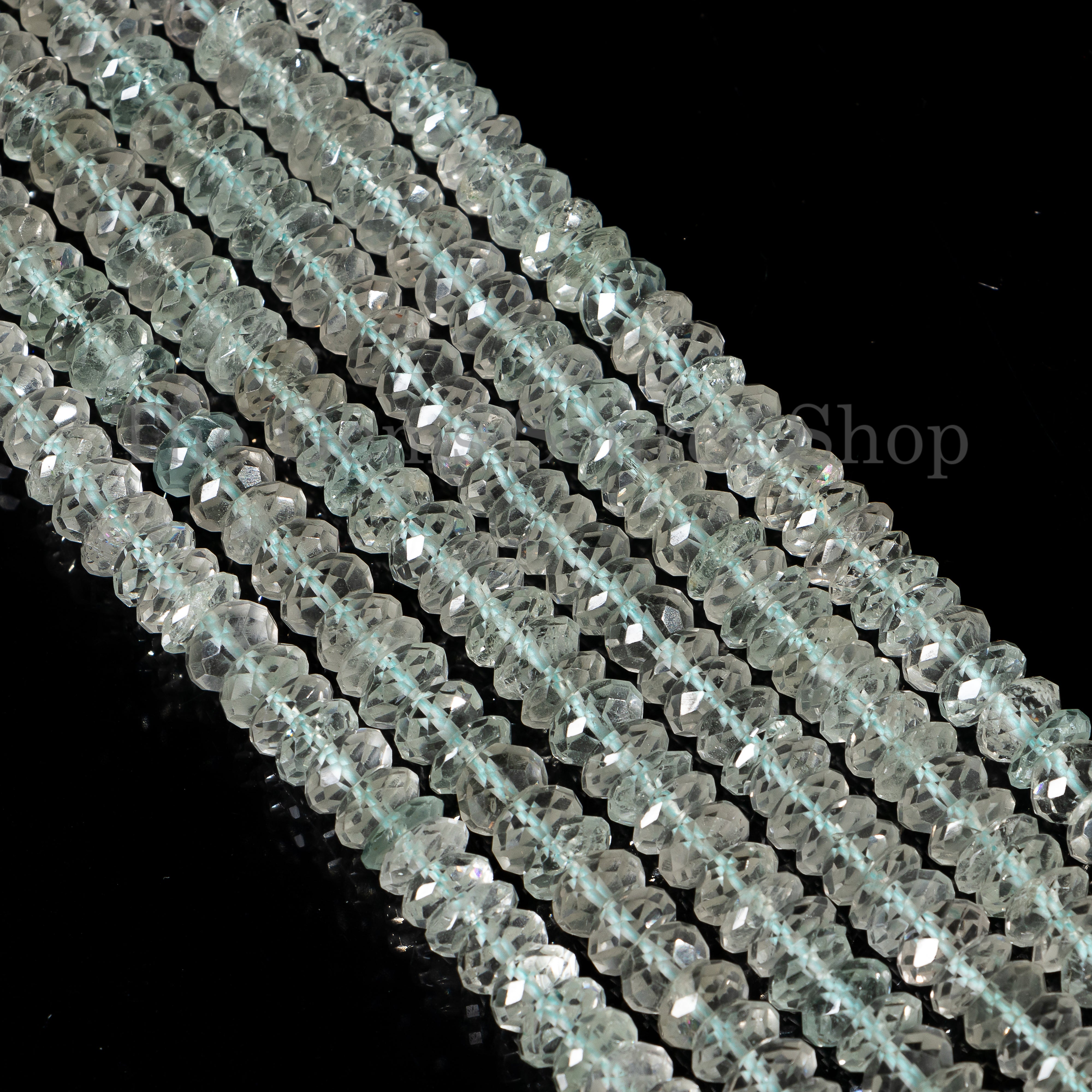 Natural Aquamarine Rondelle Faceted Beads, Aquamarine 7-8mm Gemstone Beads for Jewelry Making. TGS-5143