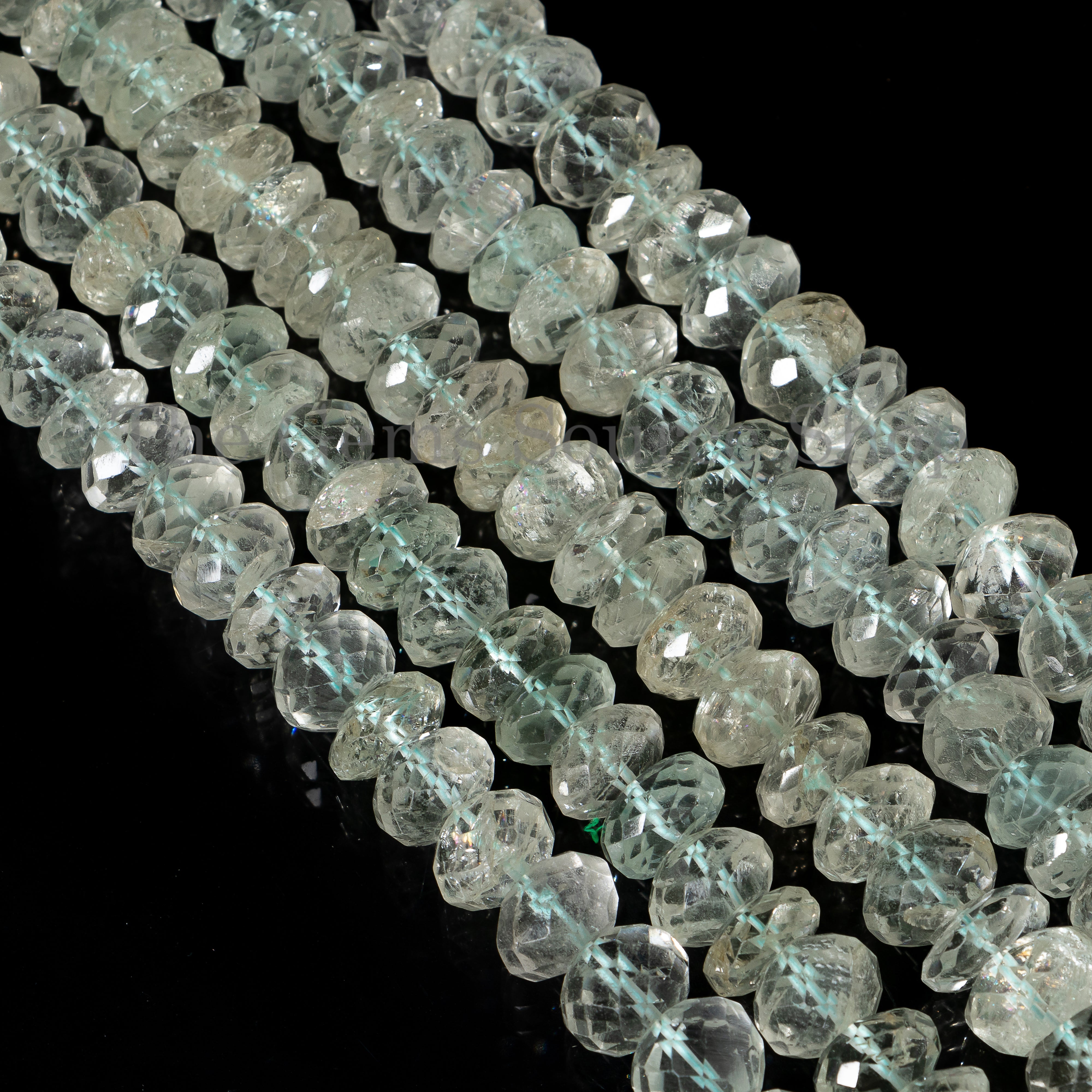 Aquamarine Faceted Rondelle Beads, Natural Aquamarine Gemstone Loose Beads for Jewelry Making.TGS-5141