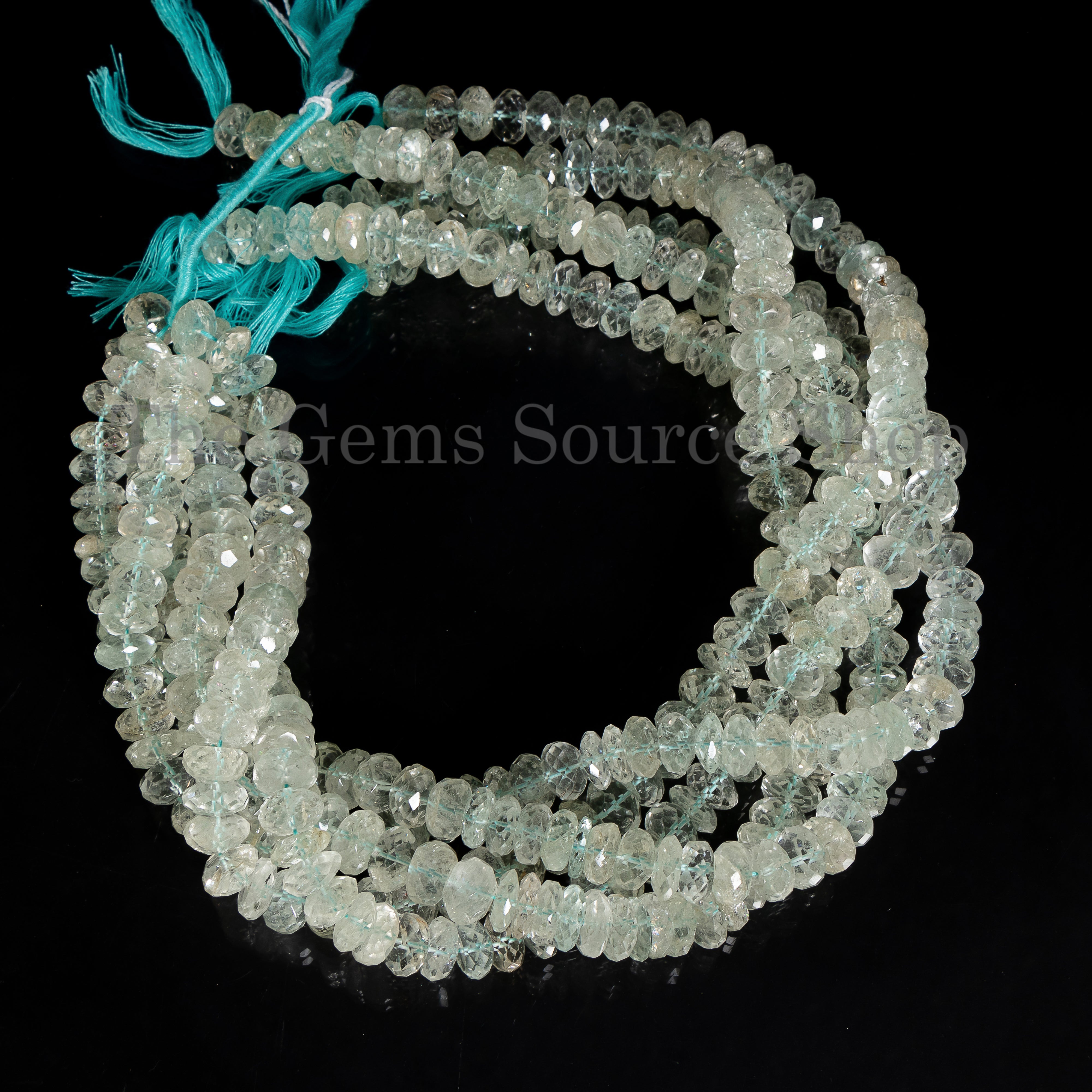 Aquamarine Faceted Rondelle Beads, Natural Aquamarine Gemstone Loose Beads for Jewelry Making.TGS-5141