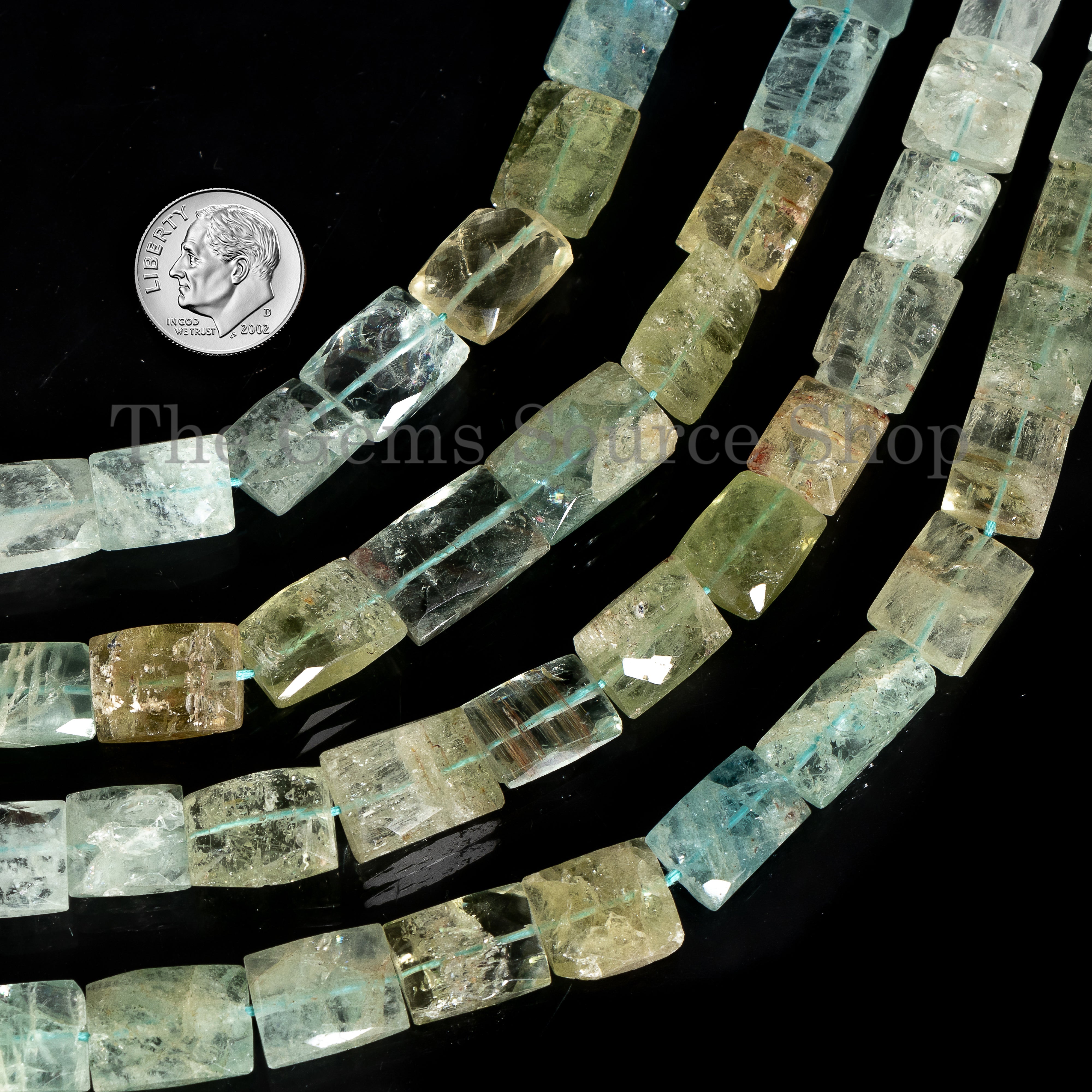 Natural Aquamarine Cushion Shape Long Beads, Faceted Aquamarine Shaded Beads, Shaded Aquamarine Gemstone Beads for Jewelry Making. TGS-5146