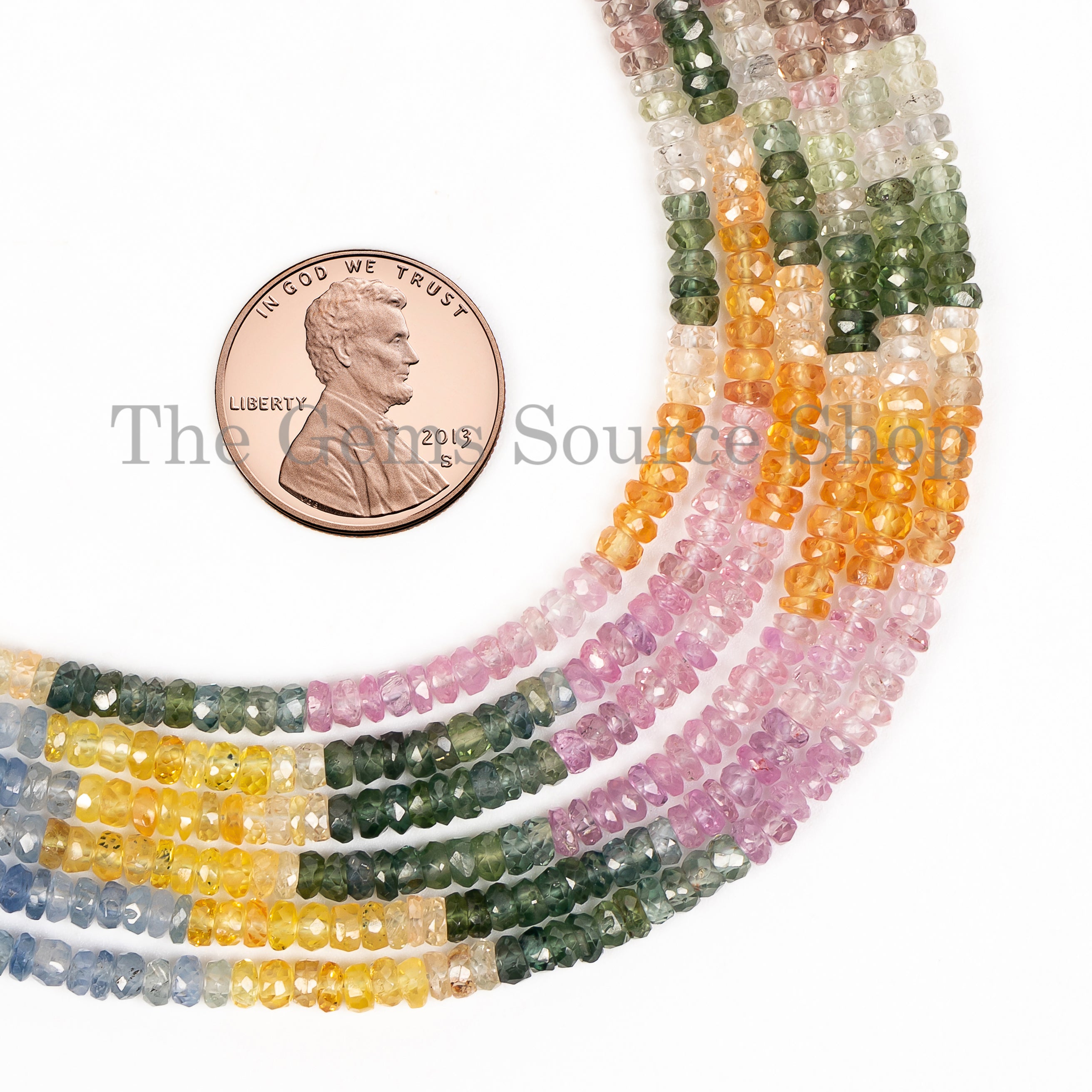 Natural Multi Precious Faceted Rondelle Gemstone Beads TGS-4996