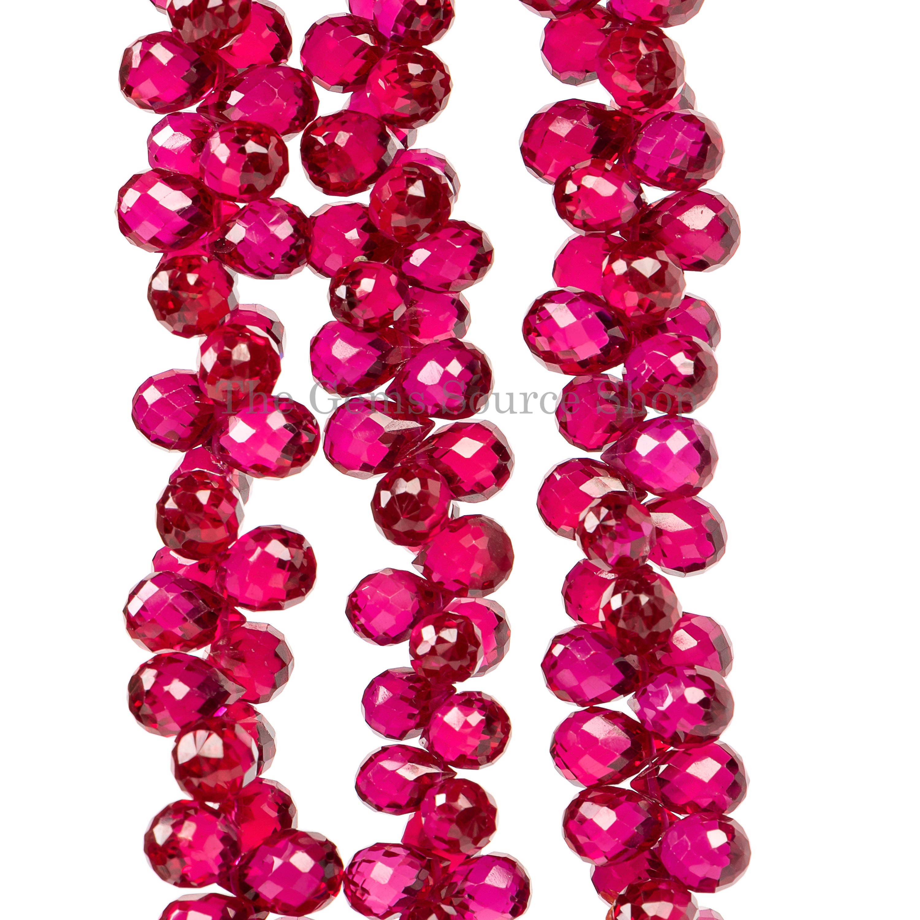 6x8.5-6.5x9.5mm Ruby Cubic Zirconia Faceted TearDrop Beads TGS-2531