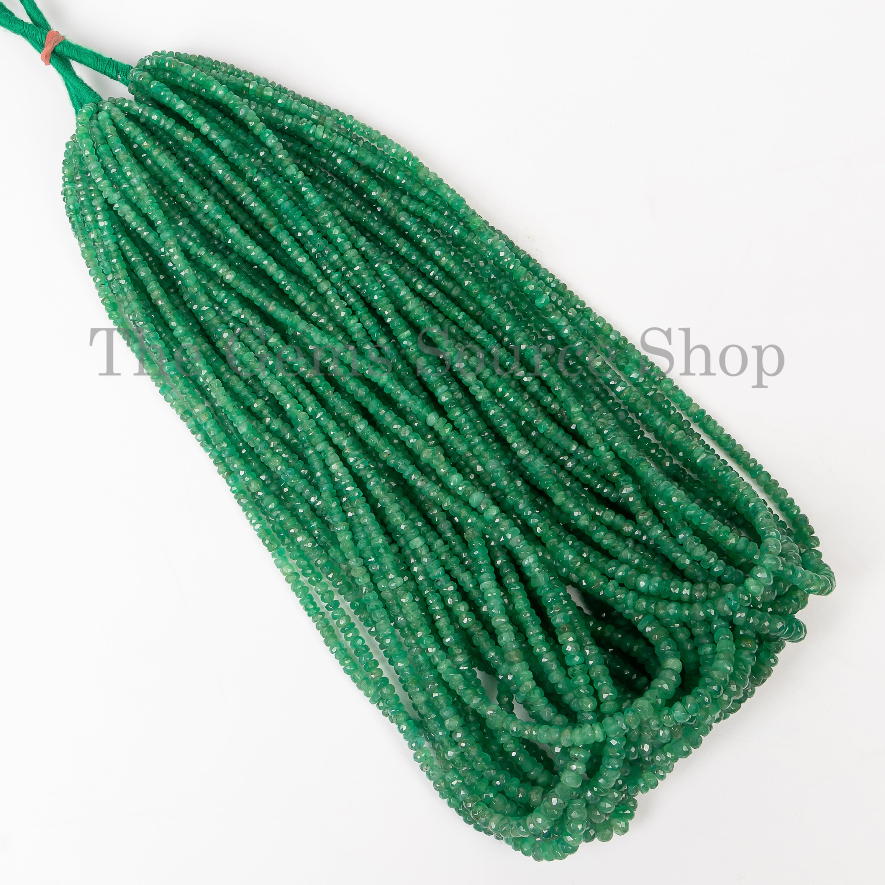 Natural Emerald Faceted Rondelle Gemstone Beads For Jewelry Making TGS-5018