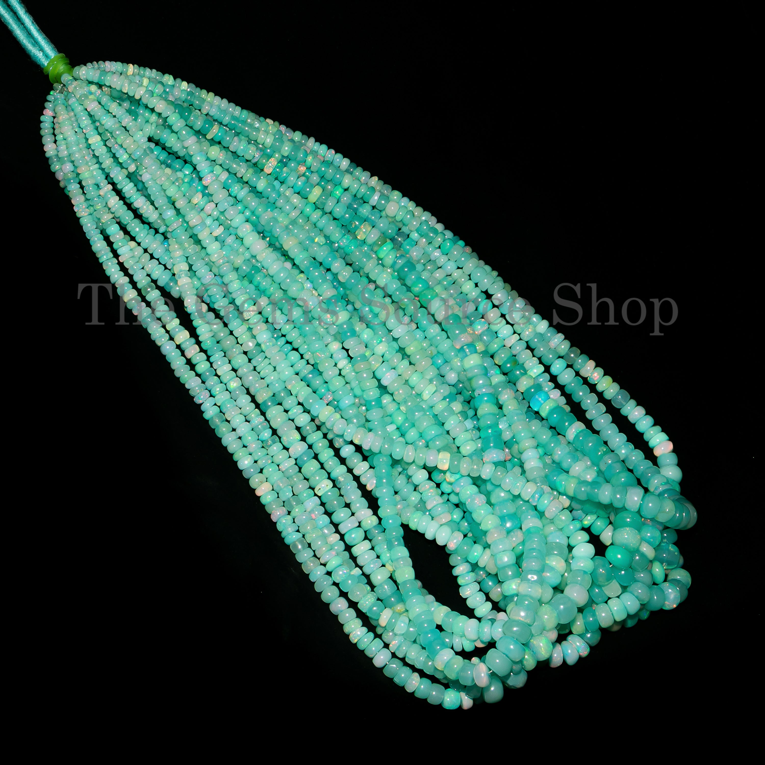 3-6.50mm Light Blue Opal Smooth Rondelle Shape Gemstone Beads TGS-5022