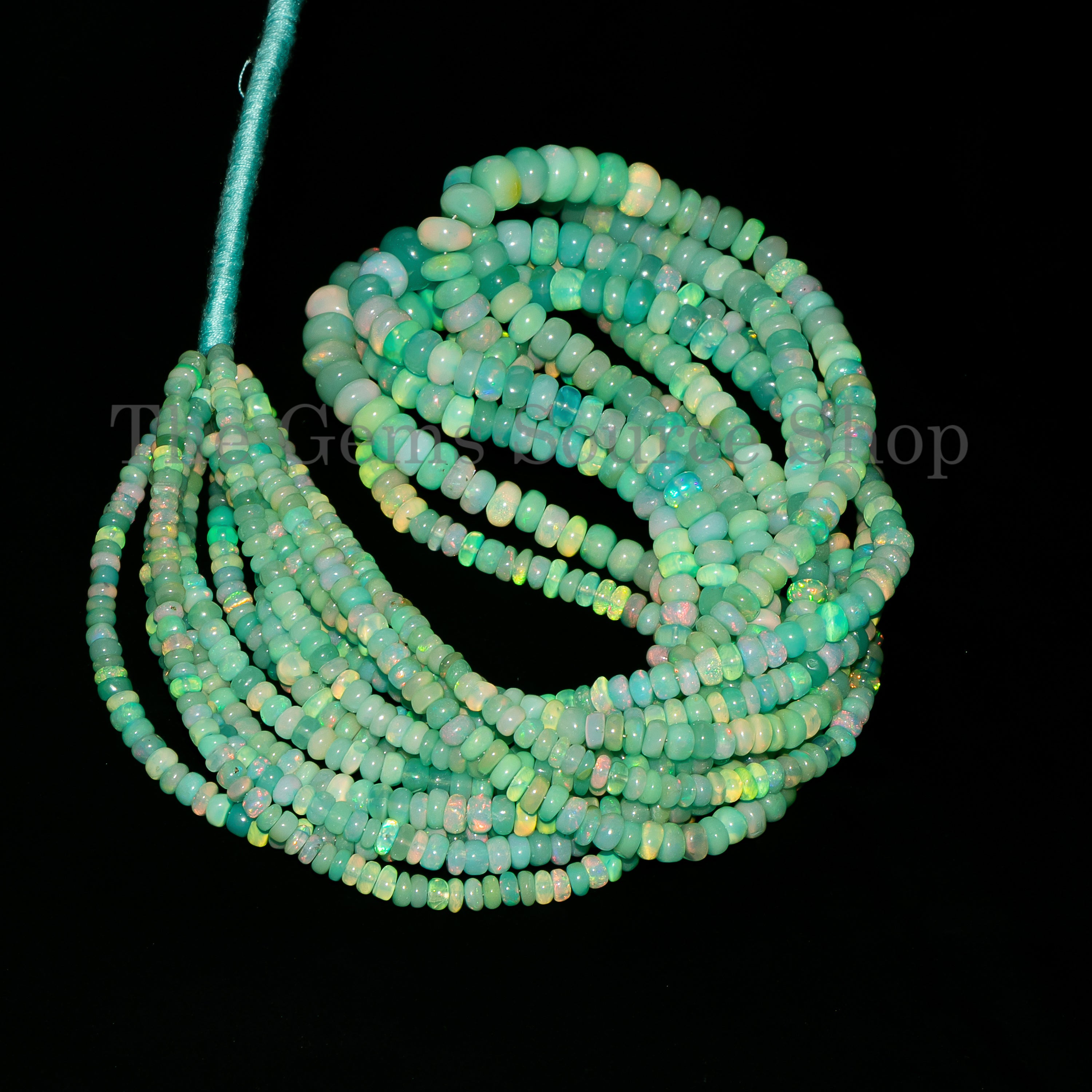 3.50-6.50mm Light Green Opal Smooth Rondelle Gemstone Beads TGS-5023