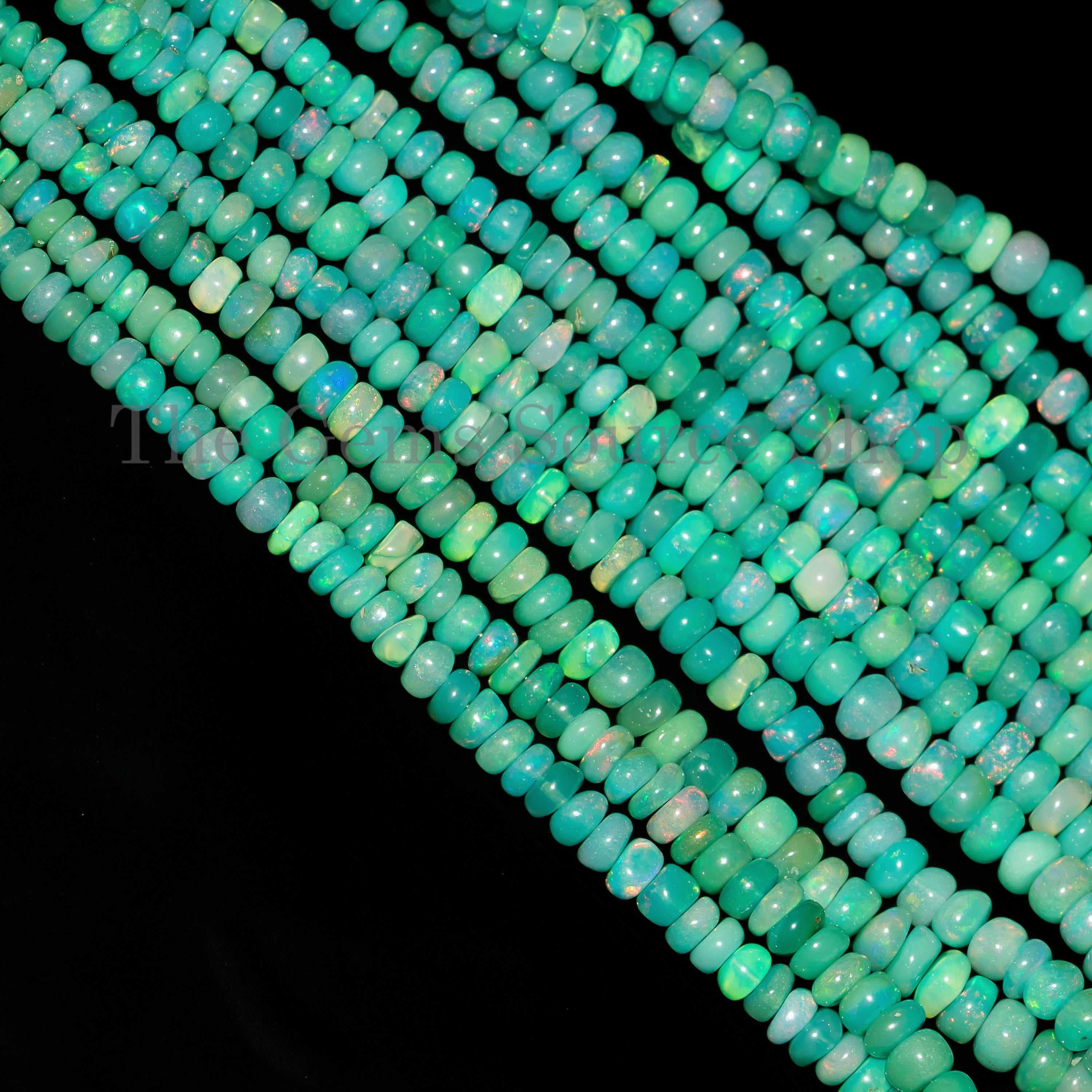 3.5-6.50mm Light Green Opal Plain Rondelle Gemstone Beads TGS-5024