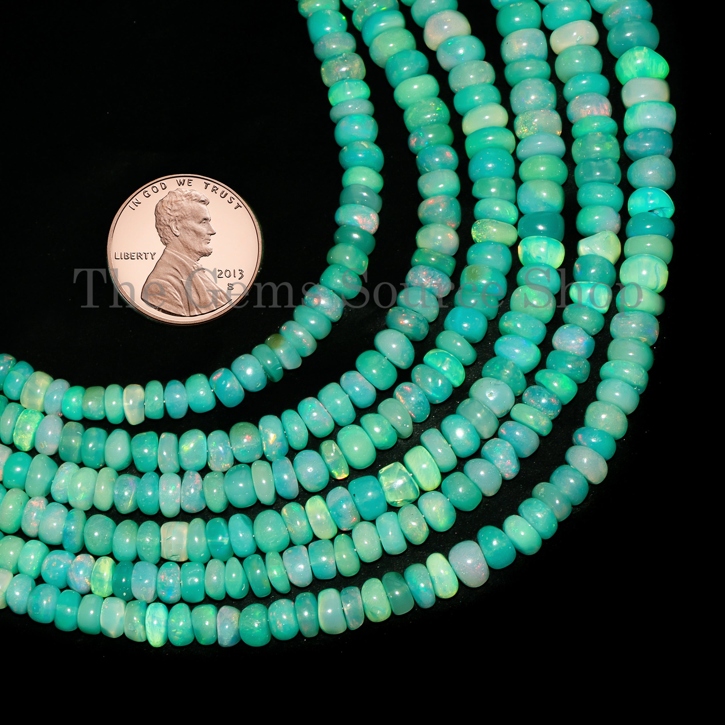 3.5-6.50mm Light Green Opal Plain Rondelle Gemstone Beads TGS-5024