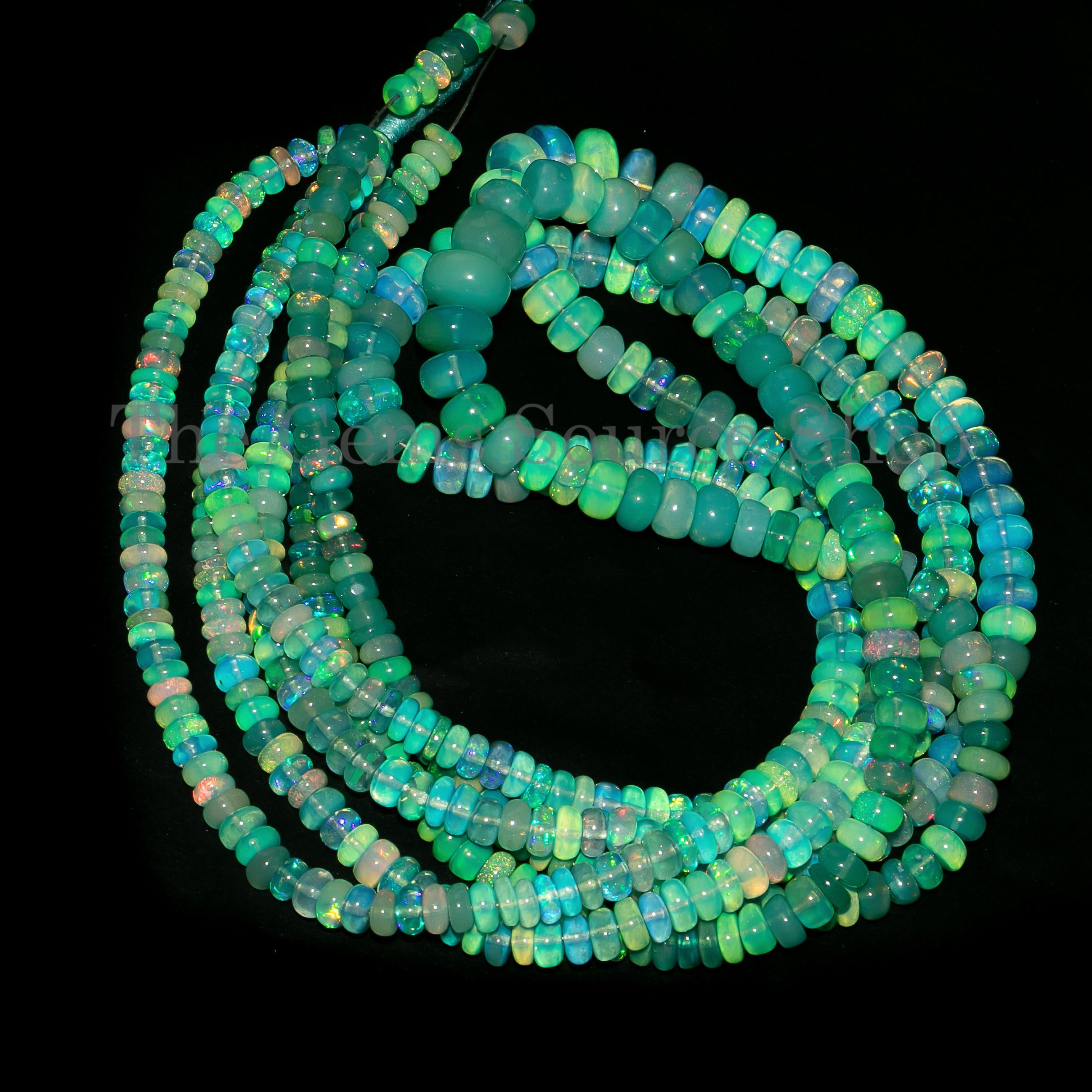 4-6mm Light Green Opal Plain Rondelle Gemstone Beads TGS-5025