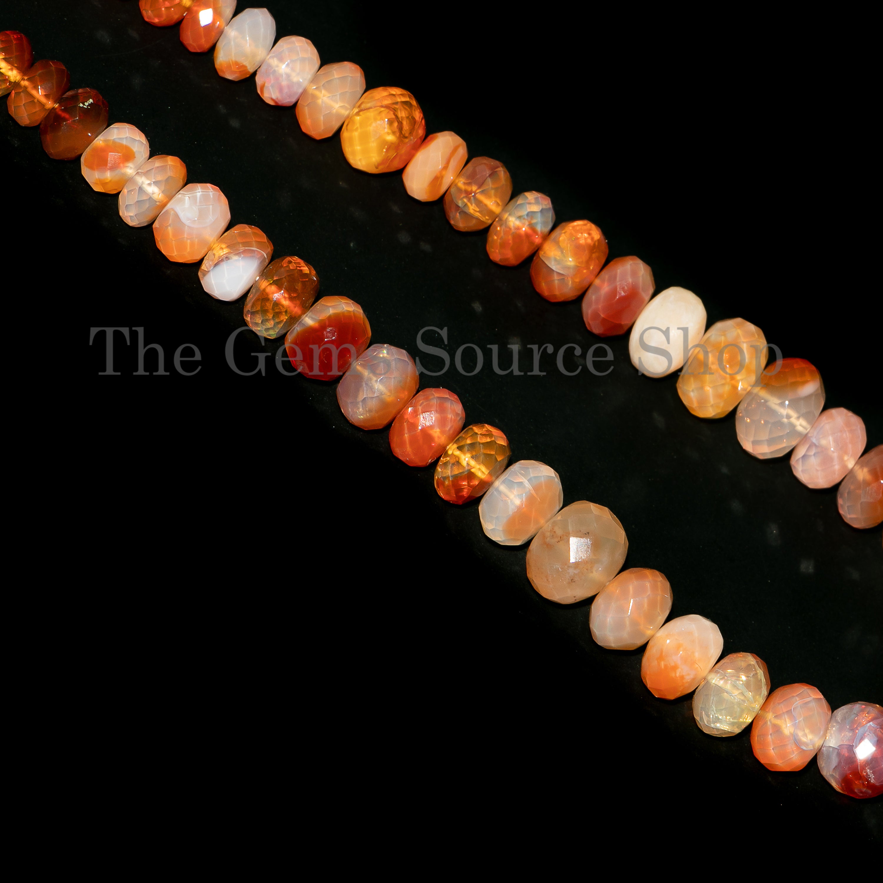 6-9mm Vibrant Mexican Fire Opal Faceted Rondelle Beads TGS-5019